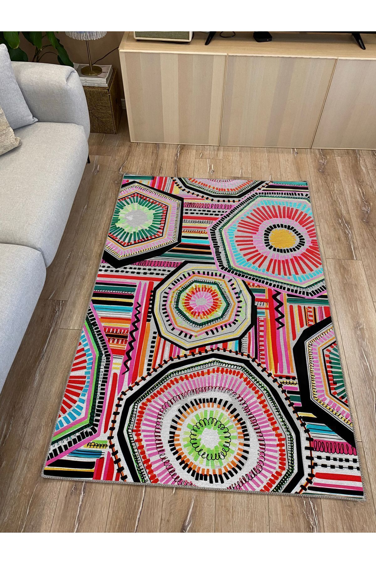 mars halı fuşya tonlarında klasık dekoratif Kilim Salon Halısı Saçaklı Yıkanabilen Halı