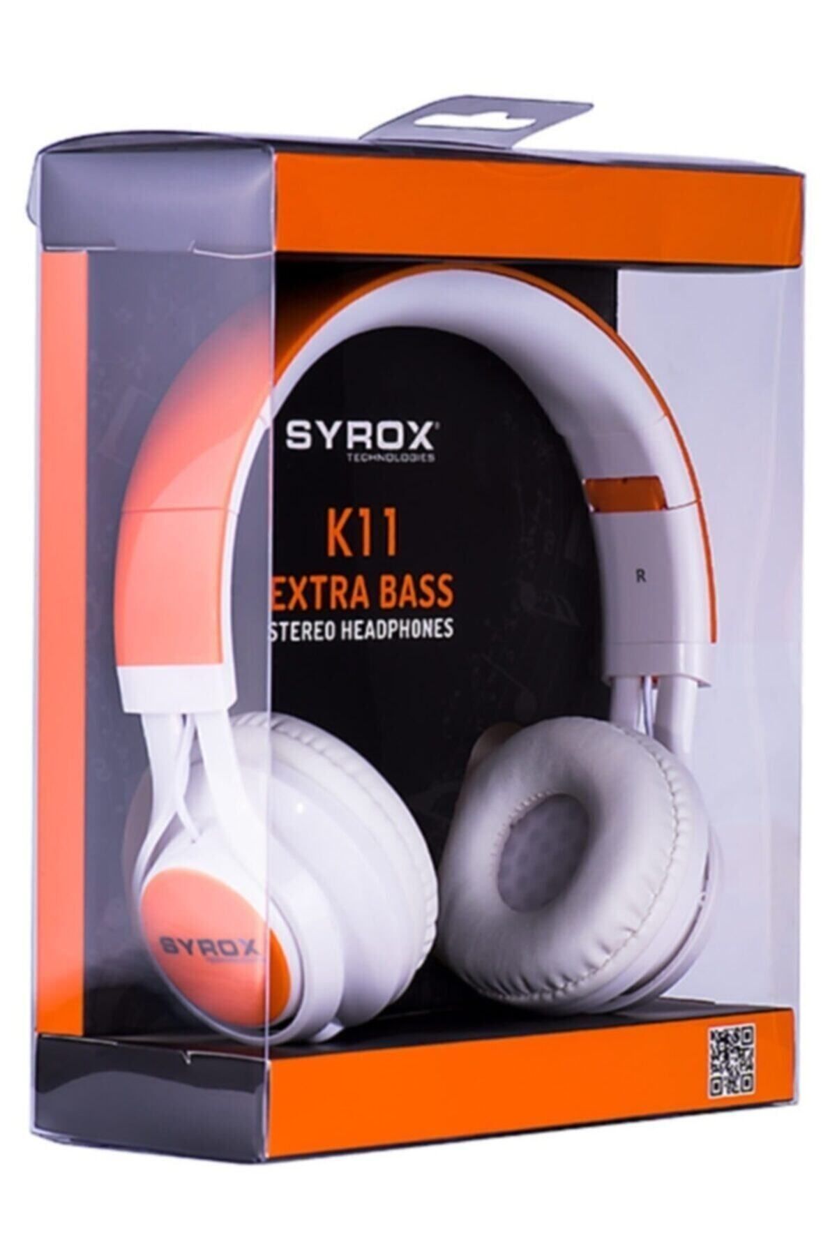 Syrox K11 Stereo Kablolu Kulaküstü Kulaklık-turuncu