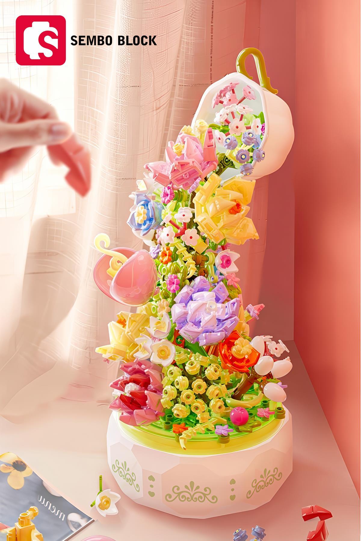 Huayan Cayı موزیکلی مجموعه گل‌فروش ۵۷۵ تکه بلوک‌های ساختنی سازگار با اسباب‌بازی ساختنی (۶۱۱۰۵۰)