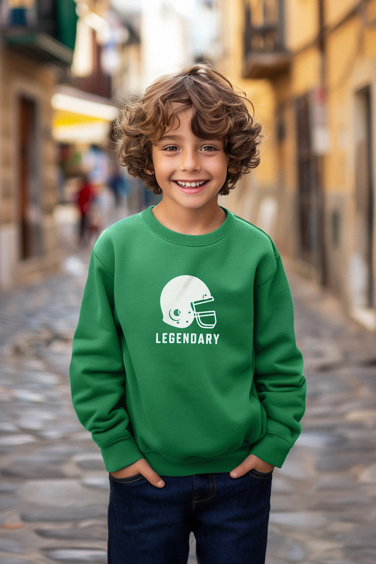 TRENDYOLKIDS Green Unisex Crew Neck Patterned Knitted Sweatshirt Tkdaw25Sw00005