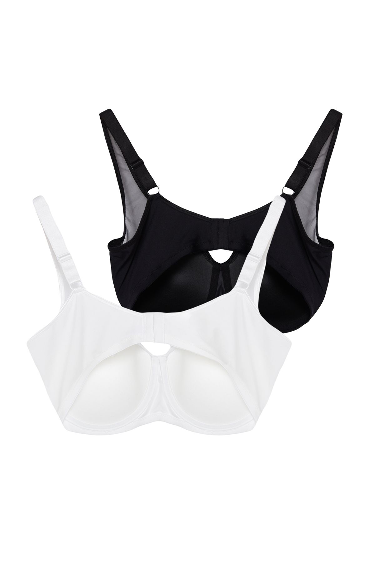 Trendyol Curve-Plus Size Raff-BH aus Netztüll, 2er-Pack - Schwarz/Ecru TBBAW25CW00001 2