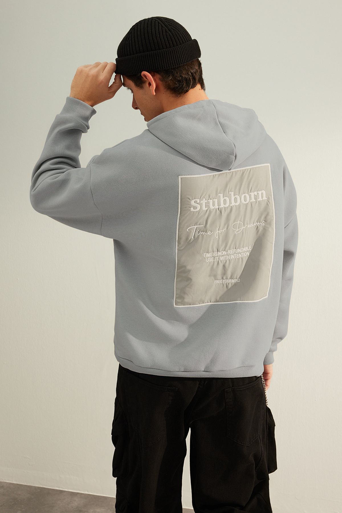 Trendyol Collection-Premium Gray Oversize Hooded Sweatshirt - Fleece/Warm Tmnaw24Sw00186 13