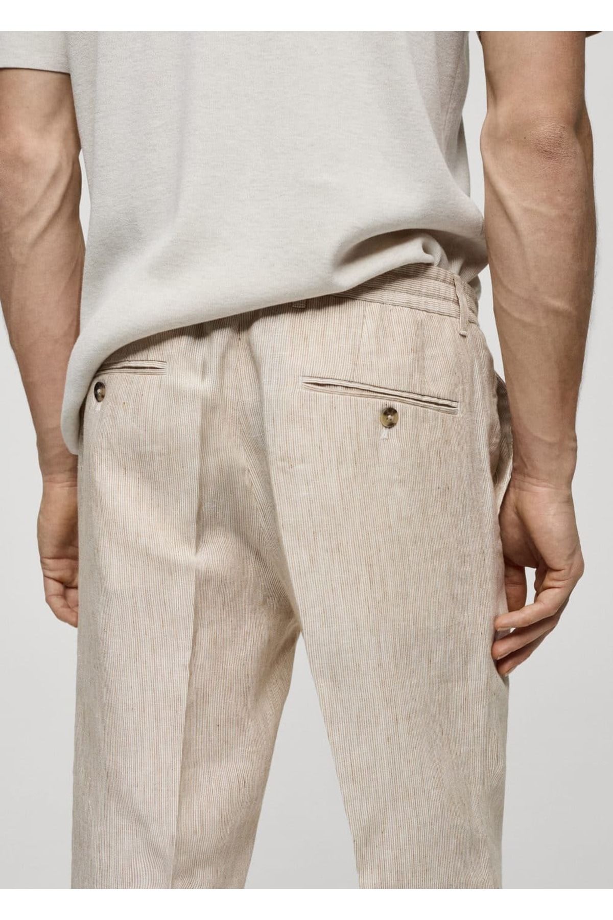 MANGO Man-Pruhované kalhoty Slim Fit ze 100% lnu 7