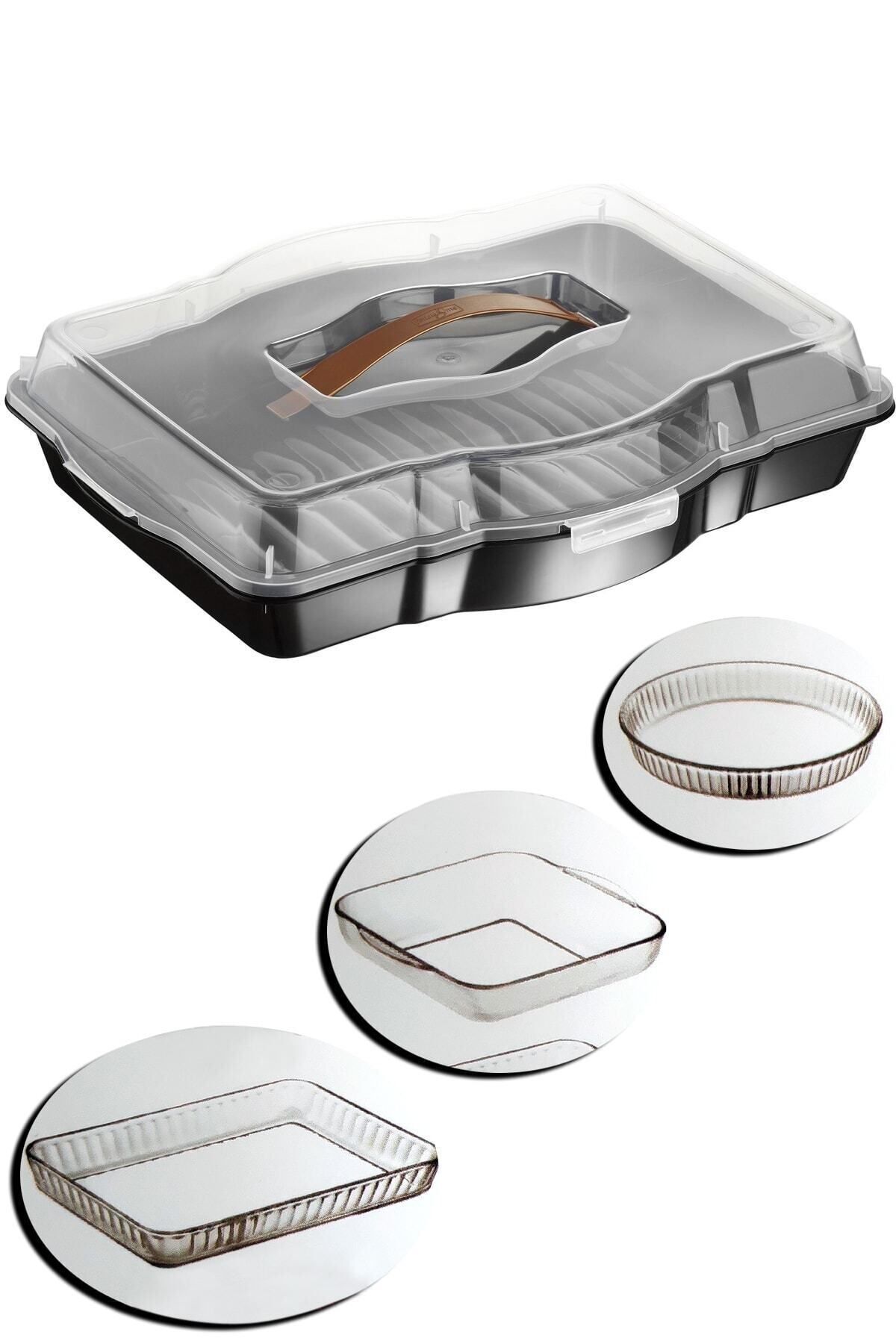 Bursev-Pyrex Storage Dumpling Carrying Container Rectangular Square Round Cake And Cake Storage Container Presentation Tray 6