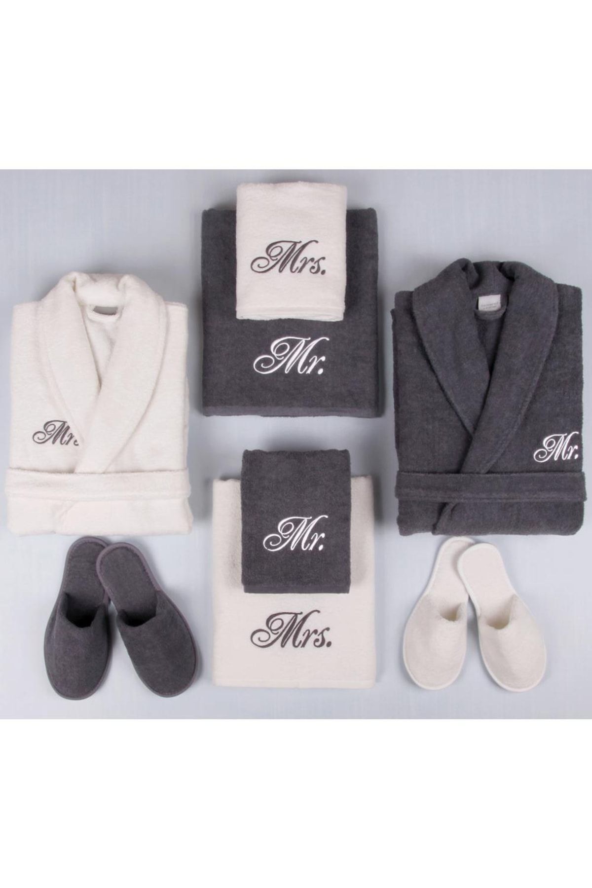 100% Cotton 8-Piece Towel & Bathrobe Family Dowry Set