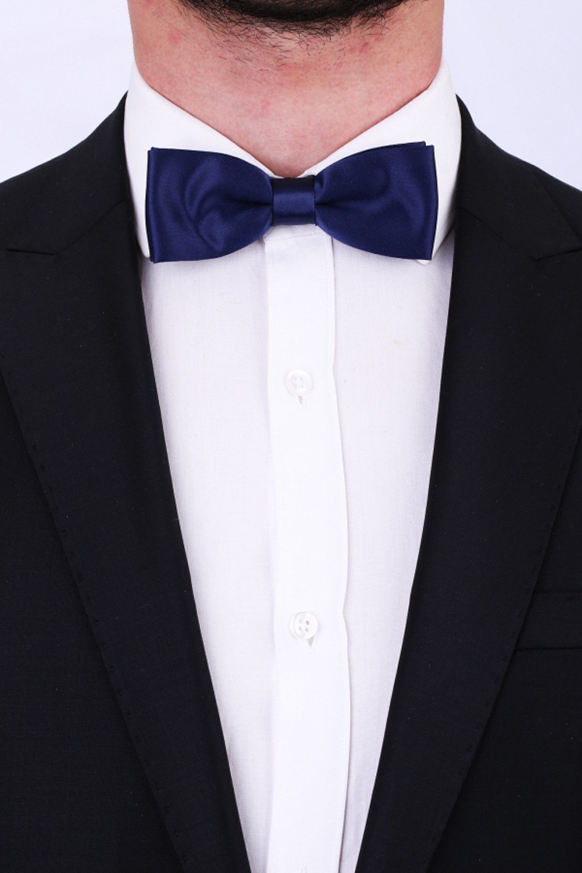  پاپیون ساتن سرمه‌ای باریک SP18