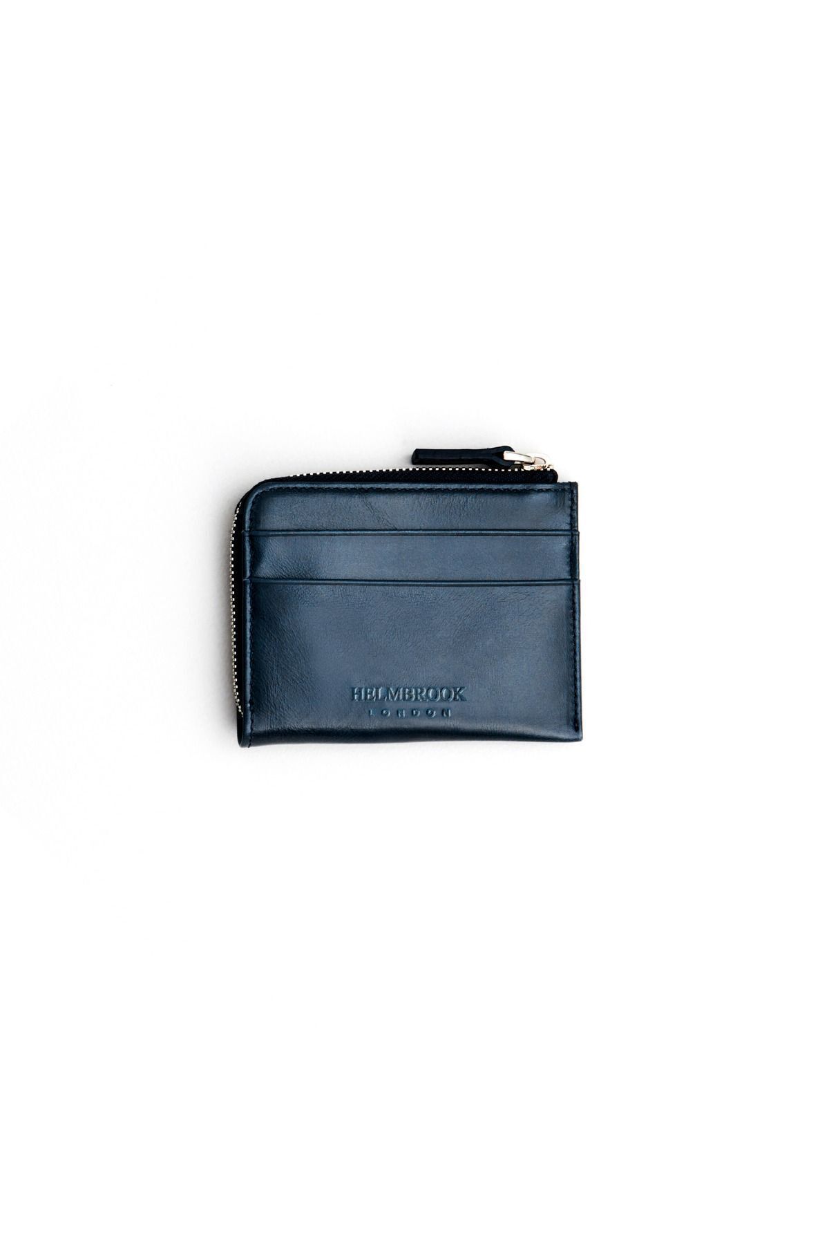 کیف پول مردانه طراحی جیب آبی چرمی SEWARD ZIPPER بسته چند بخش RFID محافظت شده خانه کارت HELMBROOK