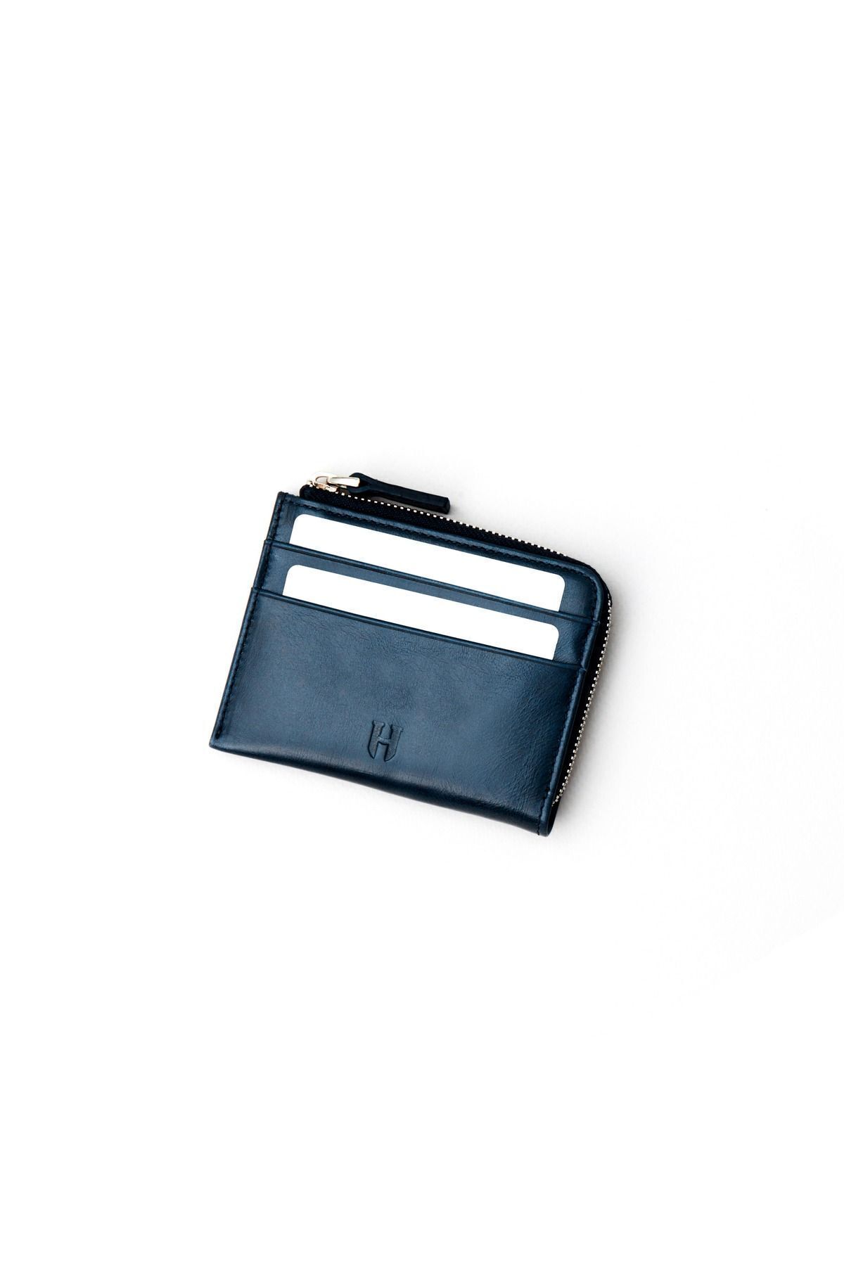 کیف پول مردانه طراحی جیب آبی چرمی SEWARD ZIPPER بسته چند بخش RFID محافظت شده خانه کارت HELMBROOK
