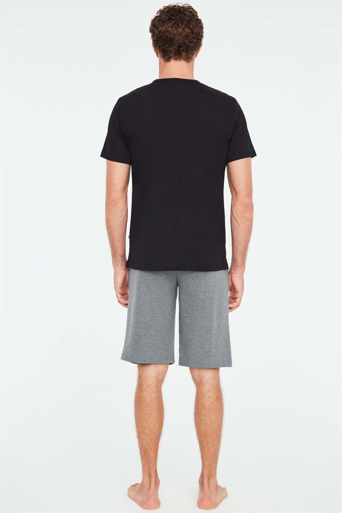 ست پیژامه مشکی مردانه شلوار تیشرت اورجینال U.S. Polo Assn.