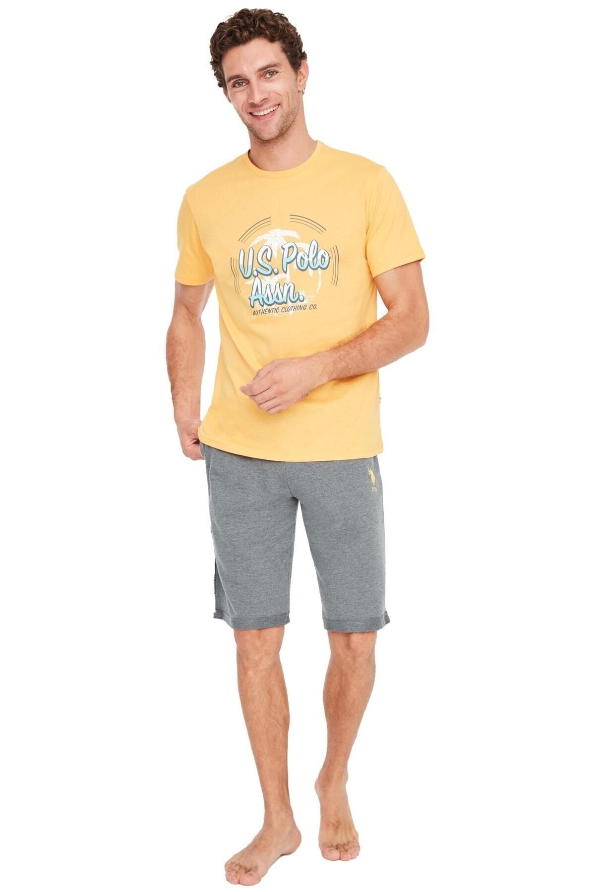 ست پیژامه نارنجی مردانه تیشرت 18675 اورجینال U.S. Polo Assn.