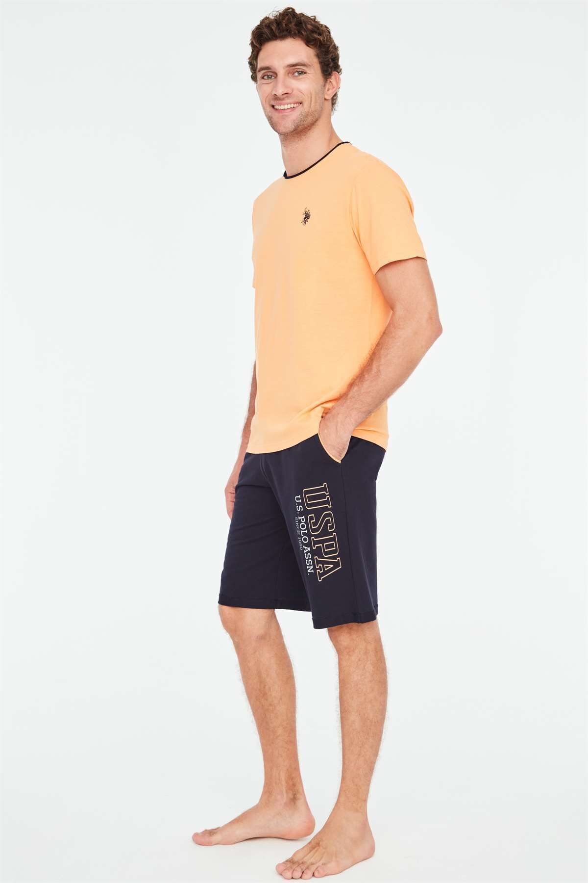 ست پیژامه نارنجی مردانه تیشرت اورجینال U.S. Polo Assn.