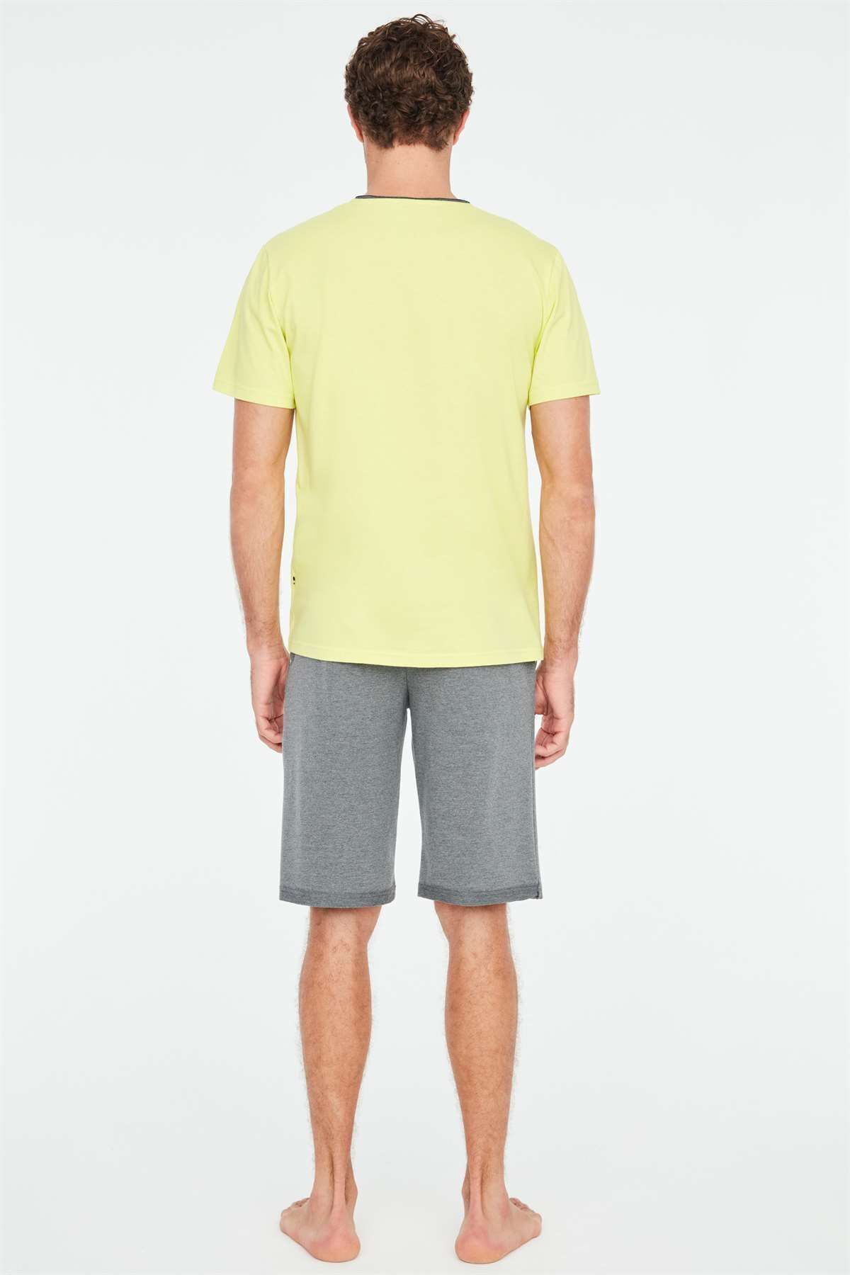 ست پیژامه زرد مردانه تیشرت نئون اورجینال U.S. Polo Assn.