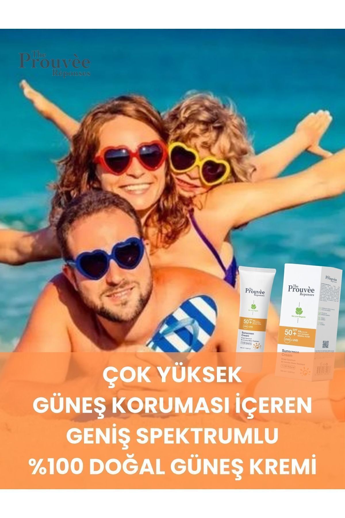 The Prouvee Reponses %100 Doğal 50+SPF Yüz Vücut Organik Güneş Koruyucu Krem 100 ml fotoğrafı 7 (önizleme)