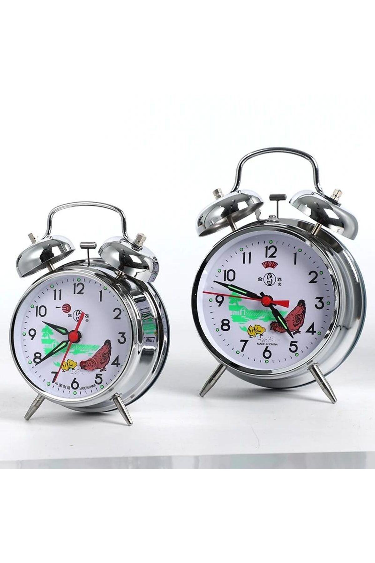 Sarego-Nostalgic Table Clock All Metal Design Wind-Up Mega Size Clock with Bell Alarm and Chicken 2