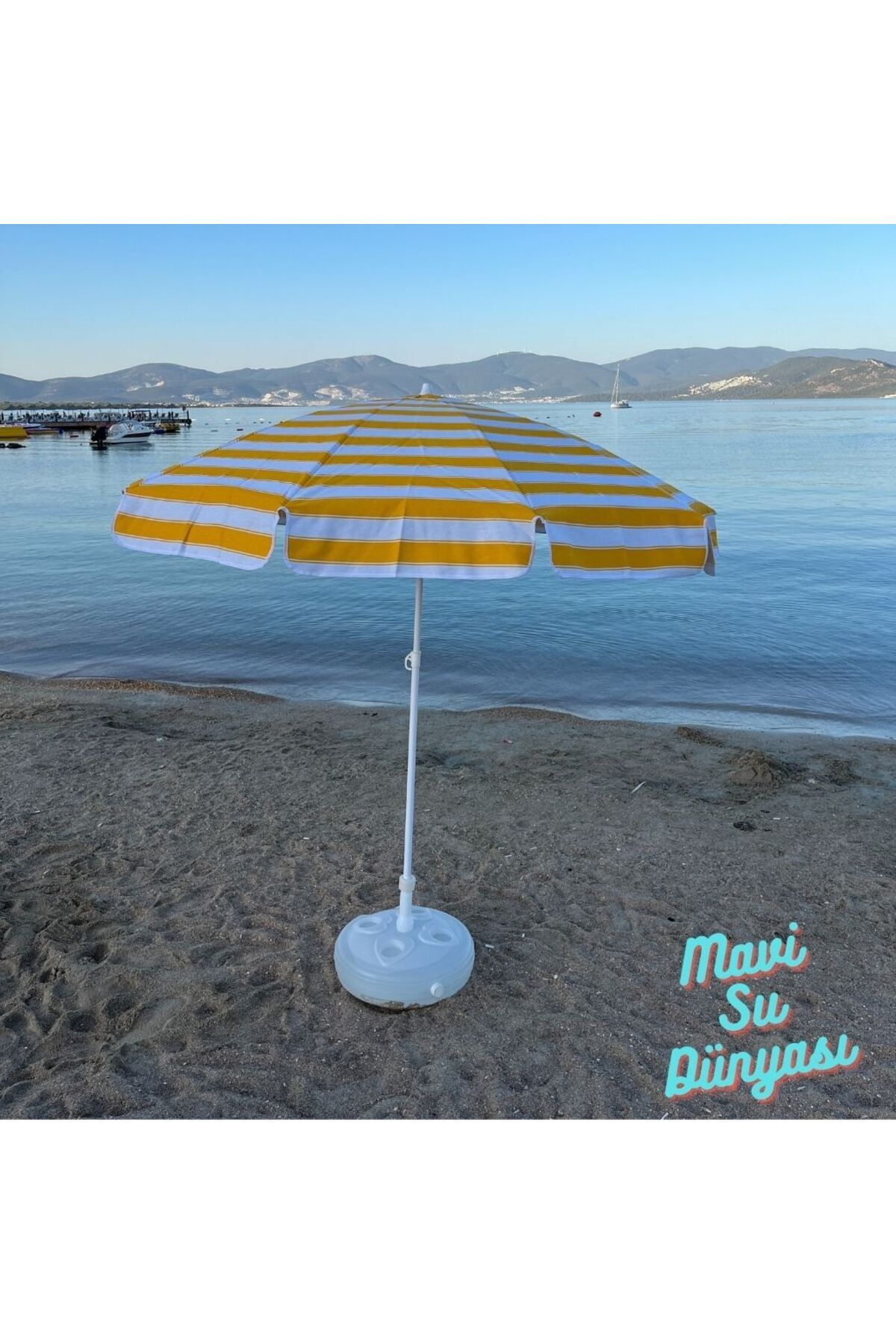Beach Umbrella Cotton Fabric Yellow Sea, Balcony, Garden Drum Included 2 Meters, 10 Strands