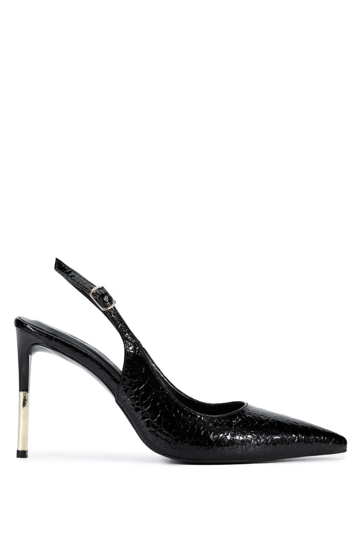 Tamer Tanca Pantofi Cu Toc De Crocodil Negru Pentru Femei Vegane - 39