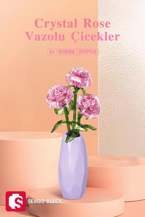 Genel Markalar Crystal Rose Vazolu Dekoratif Güller 261 Parça yapı blokları Y...