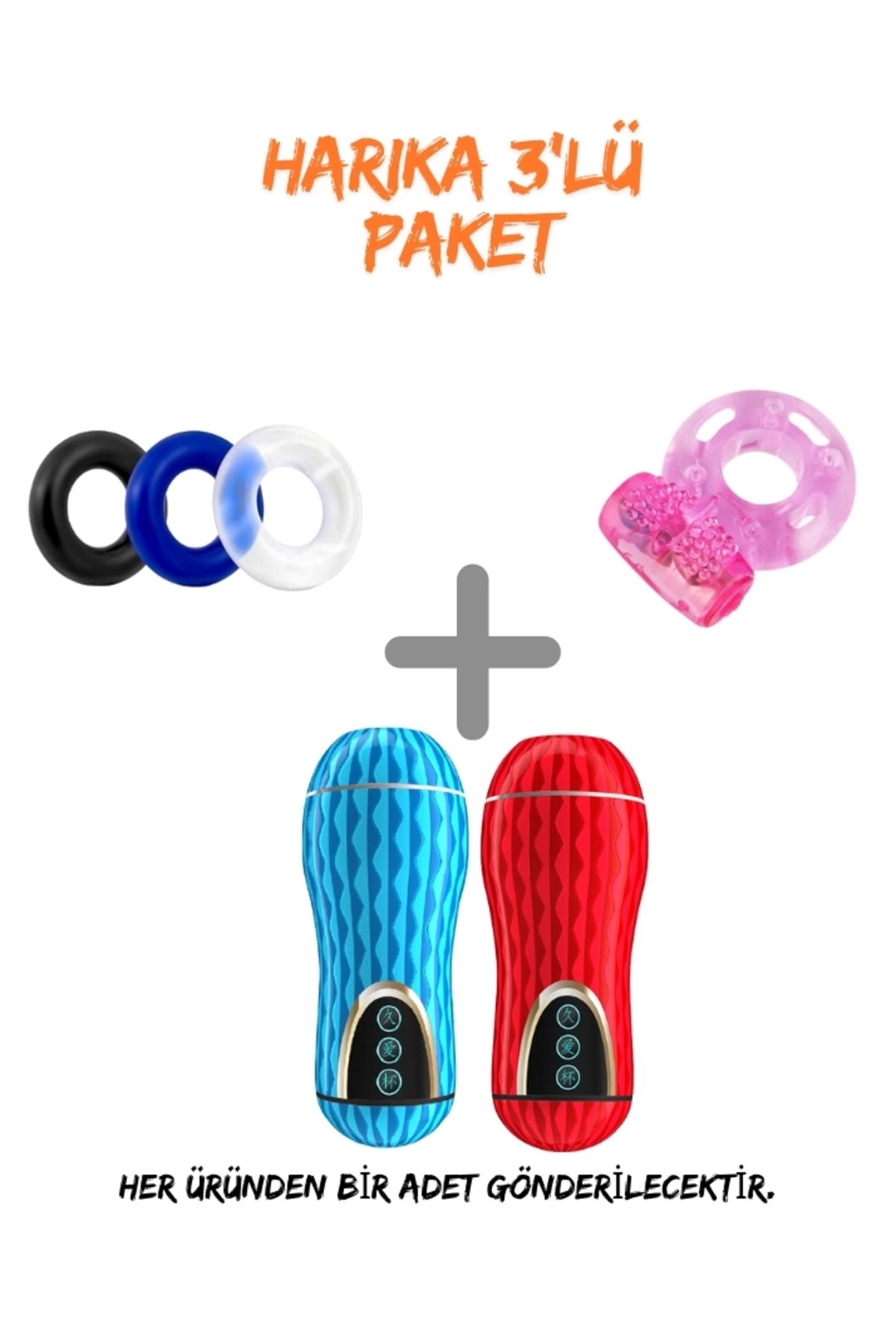 Asg Medıcal Harika 3'lü Paket (3'LÜ PENİS HALKASI,TİTREŞİMLİ PENİS HALKASI VE VAJİNA MASTÜRBATÖR) 3