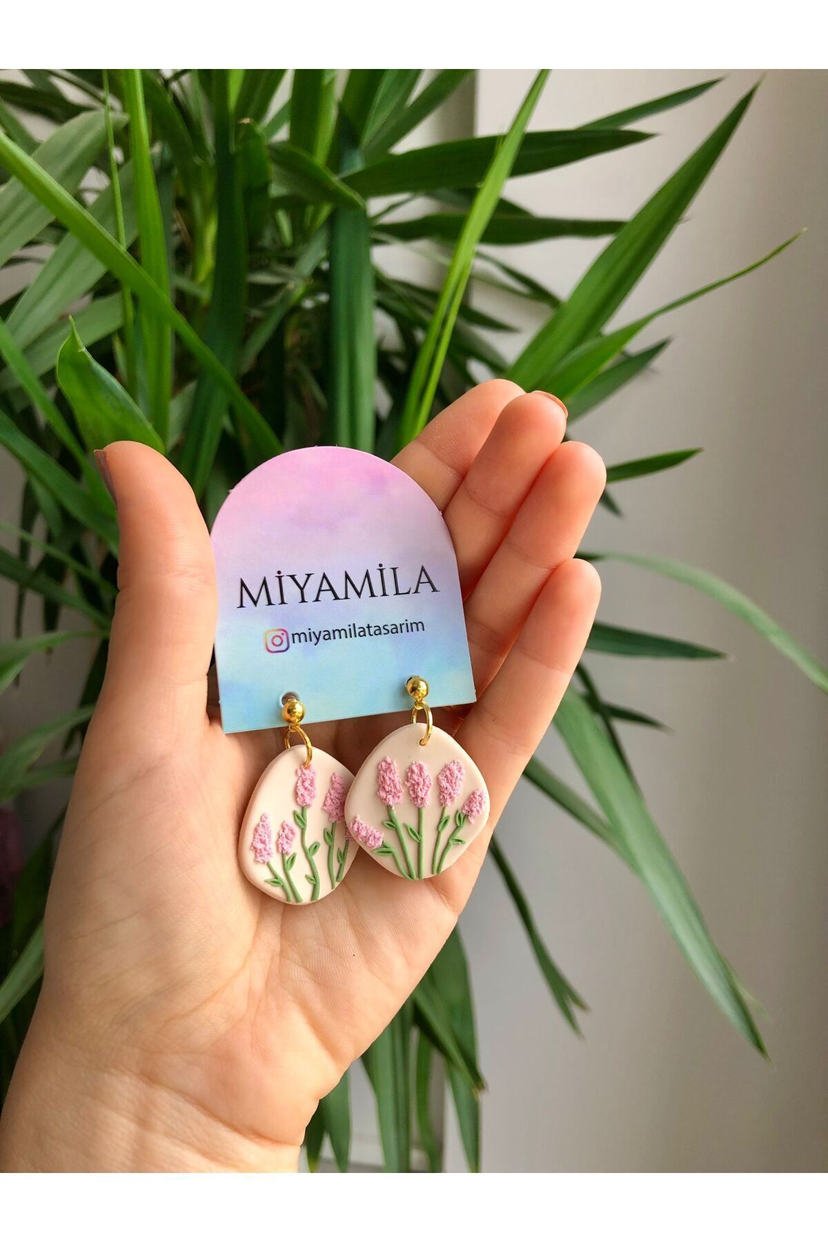 TREND-Miyamila Collection Pink Floral Lightweight Polymer Steel Earrings 3