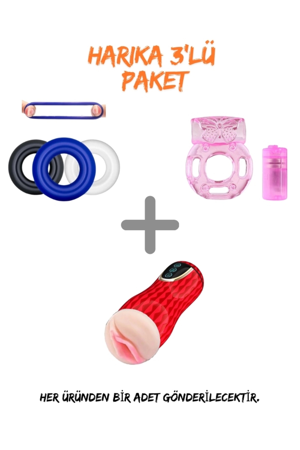Asg Medıcal Harika 3'lü Paket (3'LÜ PENİS HALKASI,TİTREŞİMLİ PENİS HALKASI VE VAJİNA MASTÜRBATÖR) 2
