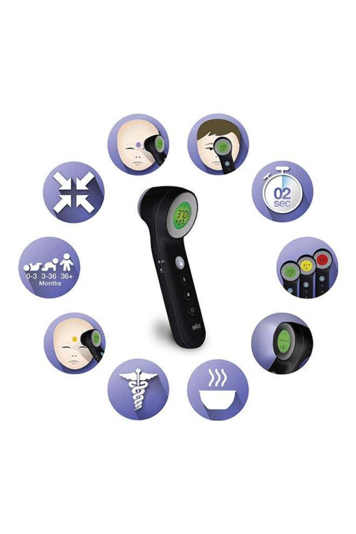 Braun-No Touch Thermometer Fast 2 second reading, Age precision, color-coded, Silent mode - BNT400B 3