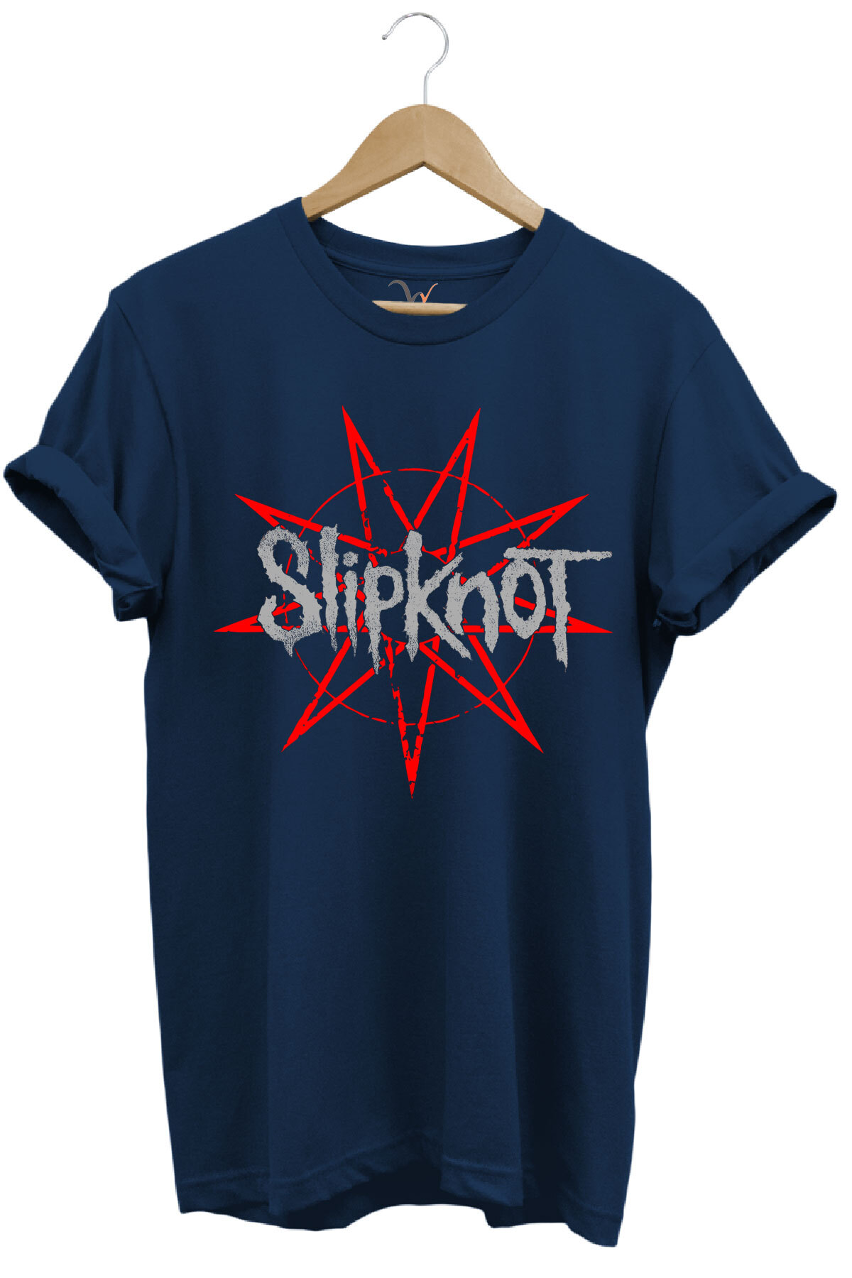 Slipknot Rock Metal Band Stars Printed Regular Fit Navy Blue T-shirt