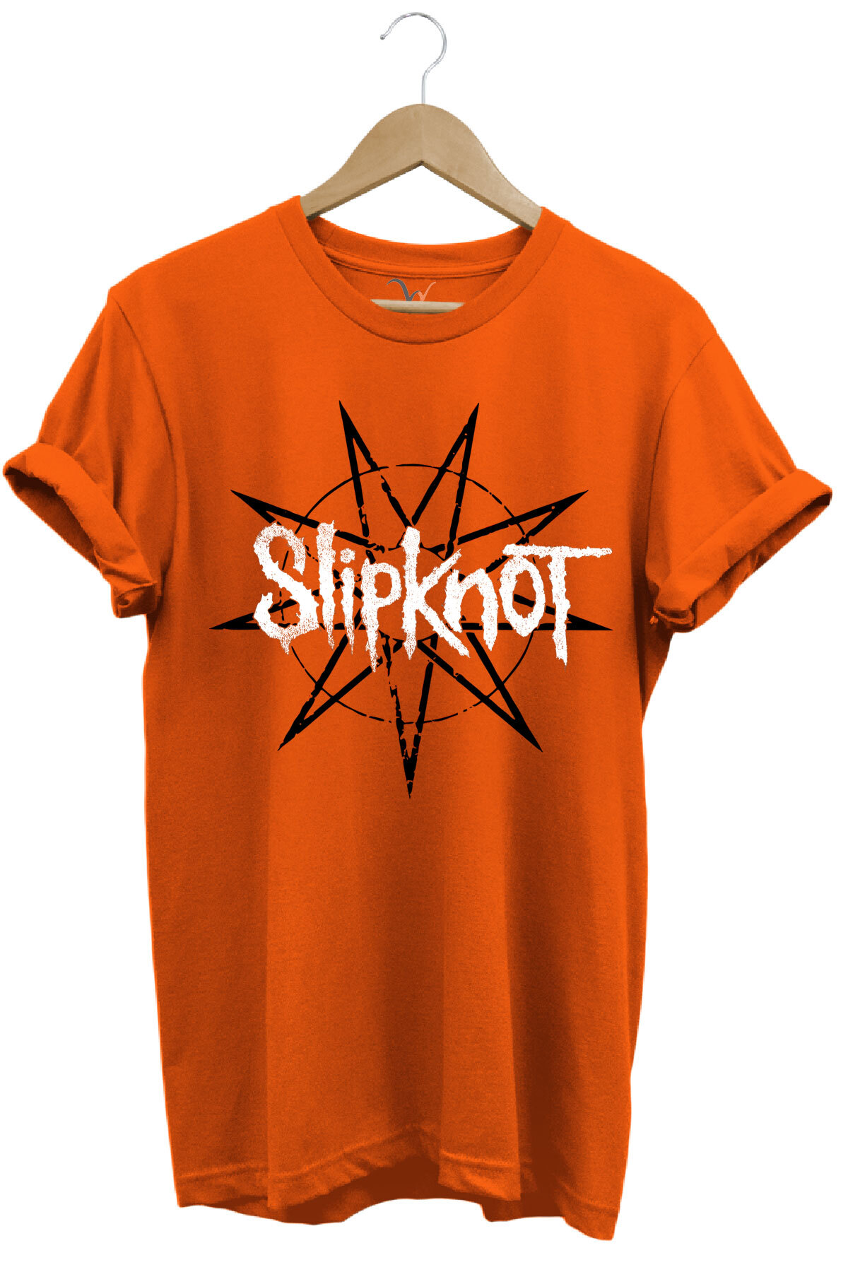 Slipknot Rock Metal Band Stars Printed Regular Fit Orange T-shirt