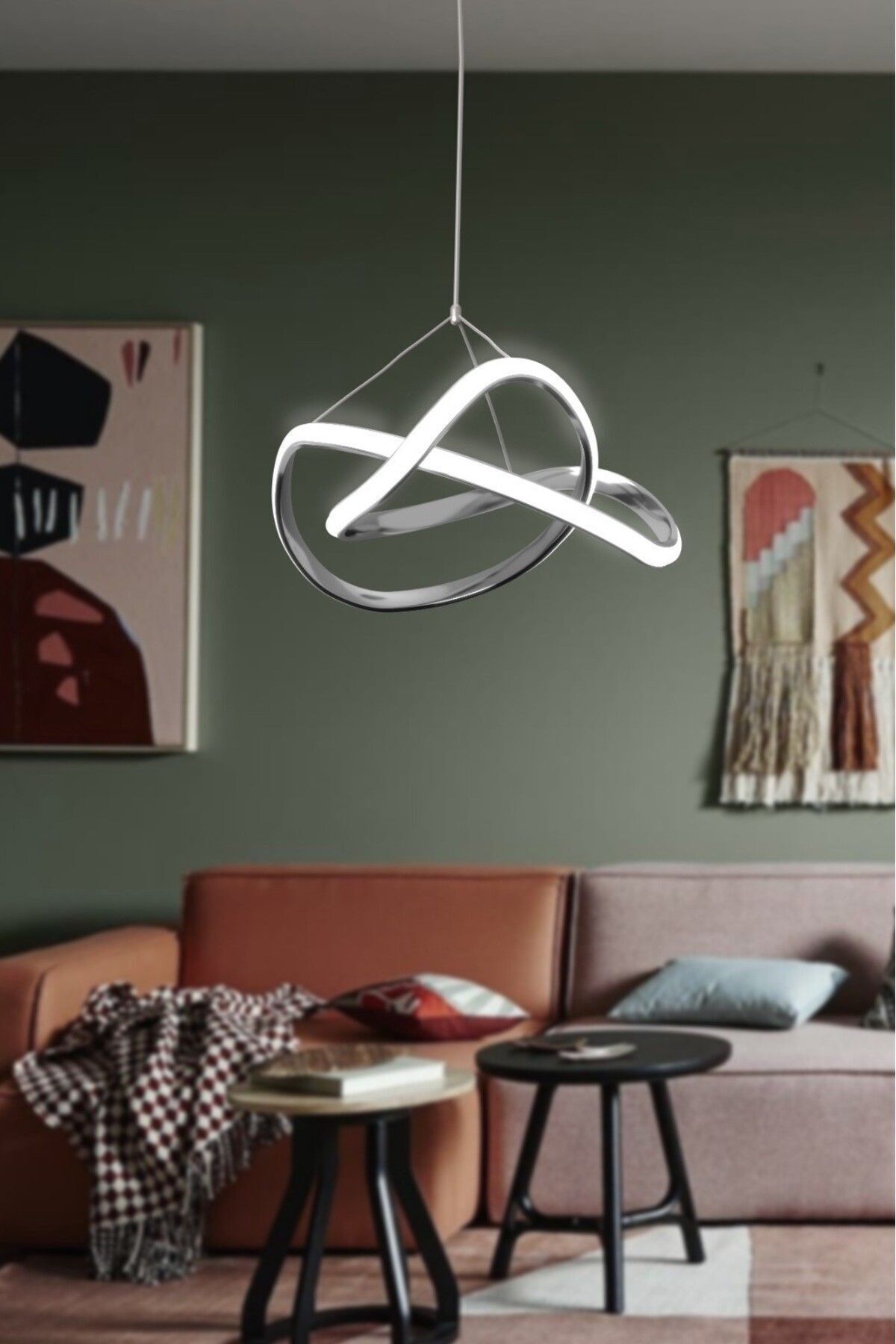 Bonna Modern Tekli Krom Sarkıt Led Beyaz Power Ledli Salon Mutfak Oda Hol Ledli Avize