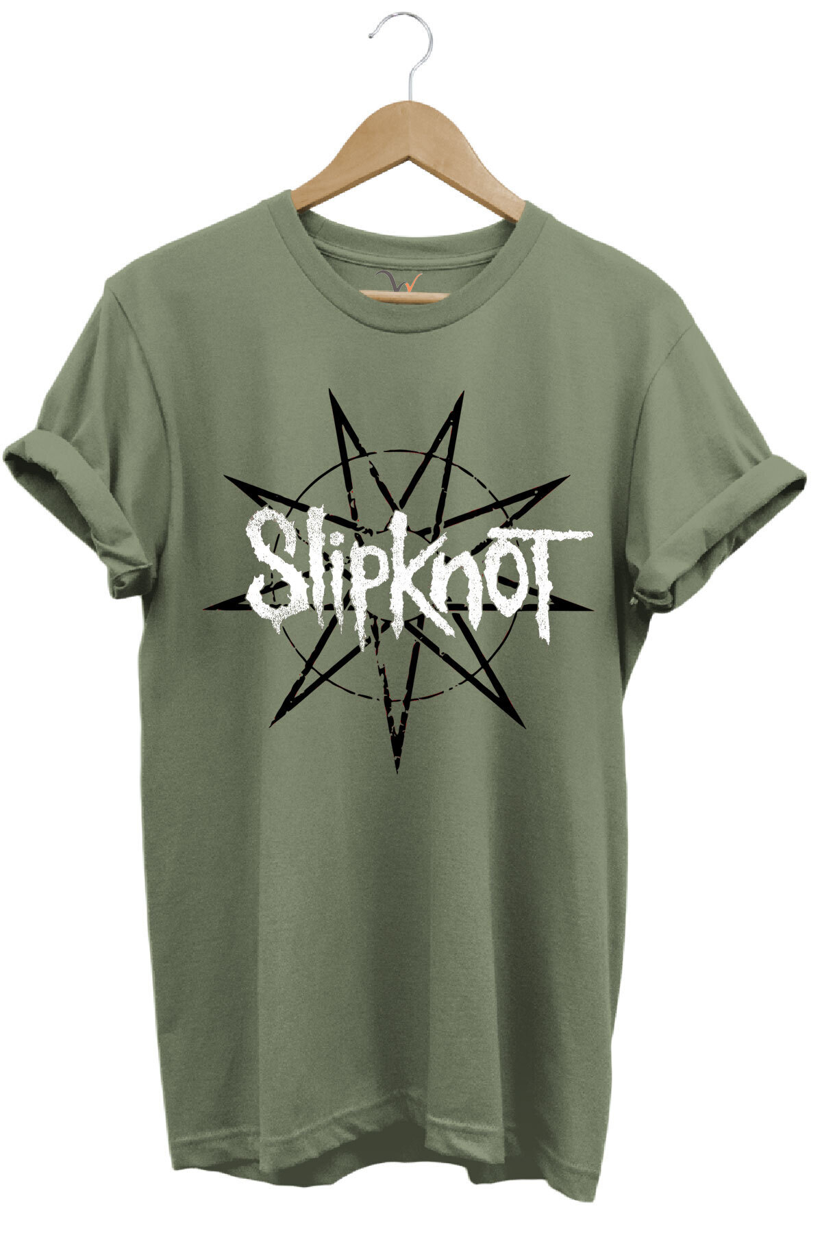 Slipknot Rock Metal Band Stars Printed Regular Fit Khaki T-shirt