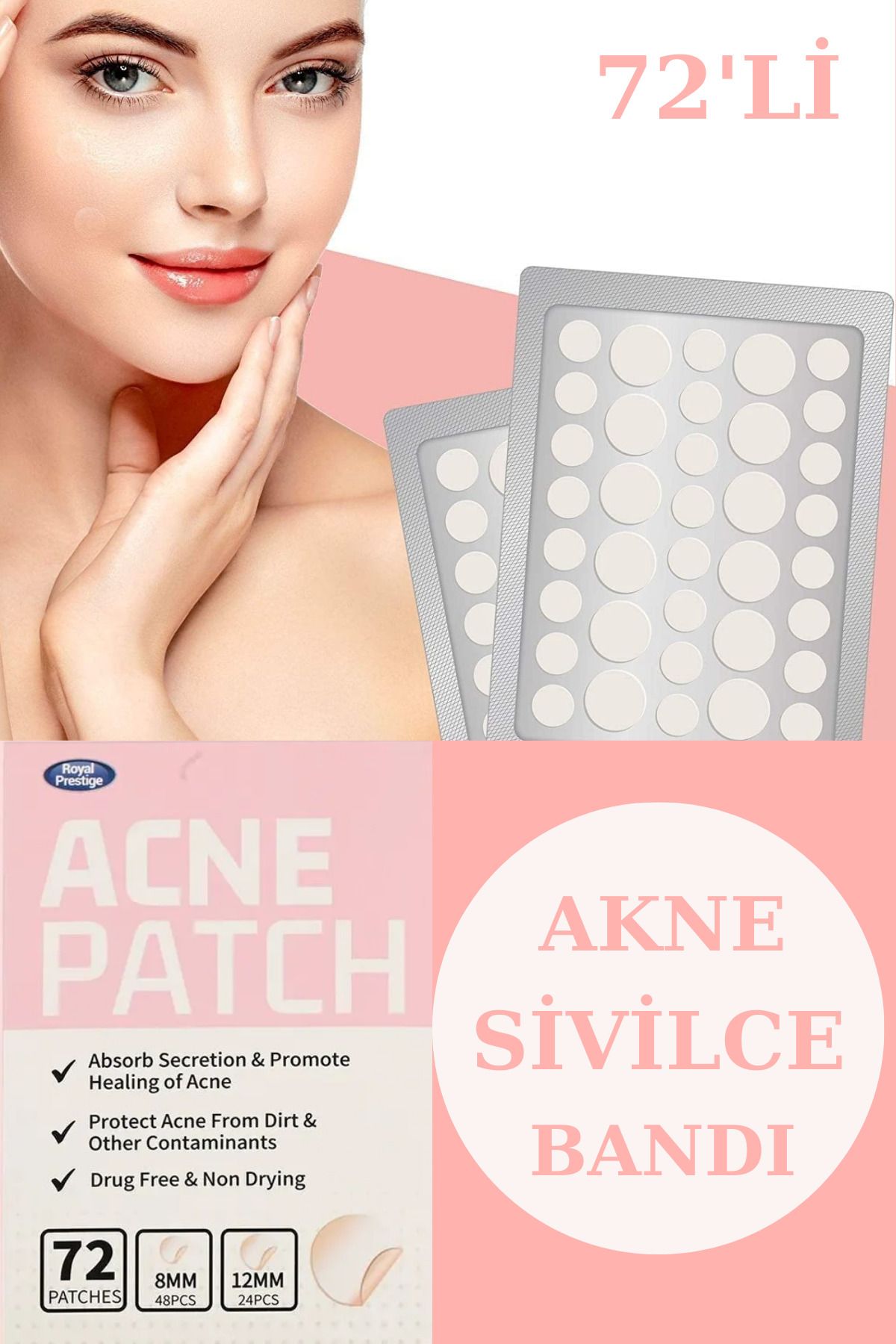 Uniquem 72li Akne Sivilce Bandı Acil Durum Bant 5 Saatte Muhteşem Etki Acne Patch