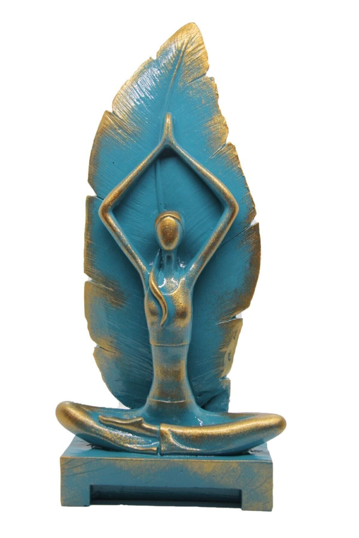 Turkuaz Gold Eskitme Yoga Yapan Kız Tütsülük Ve Mumluk