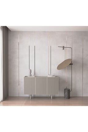 enwood Capella Kum Taşı Rengi Mdf 3 Kapaklı Raflı 120 Lık Konsol