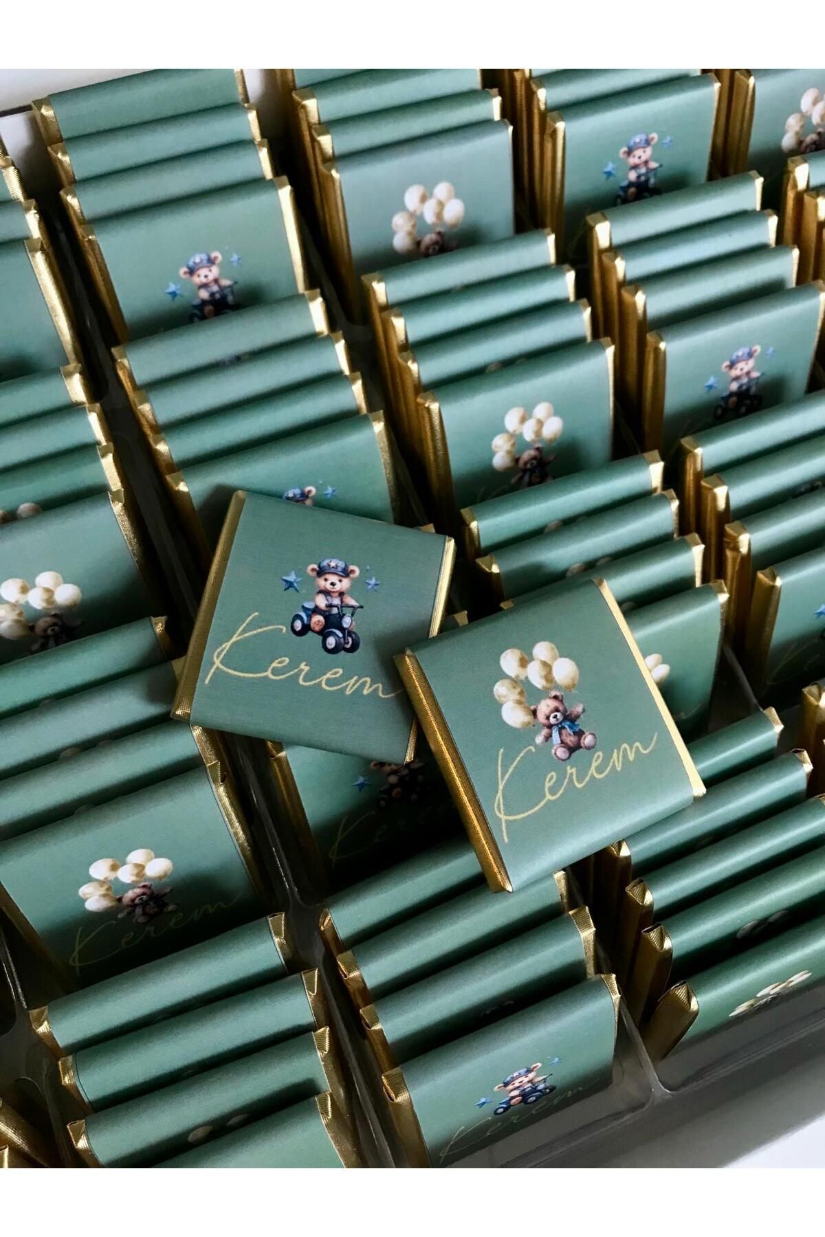 Minemiss Tasarım Lüks Kutulu Isme Özel Tasarımlı Kız-erkek Bebek Çikolatası 60 Adet Dogum-yaş Günü-hediyelik Çikolata fotoğrafı 2 (önizleme)