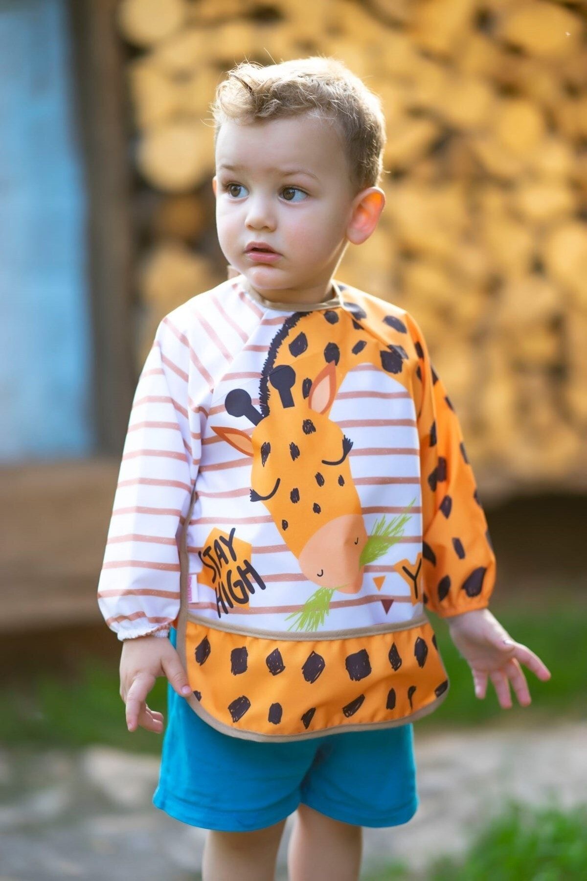 dubi baby 3 Adet Sıvı Geçirmez Ceylan Geyik Zürafa Desen Bebek Mama Önlüğü 0-3 Yaş fotoğrafı 3 (önizleme)