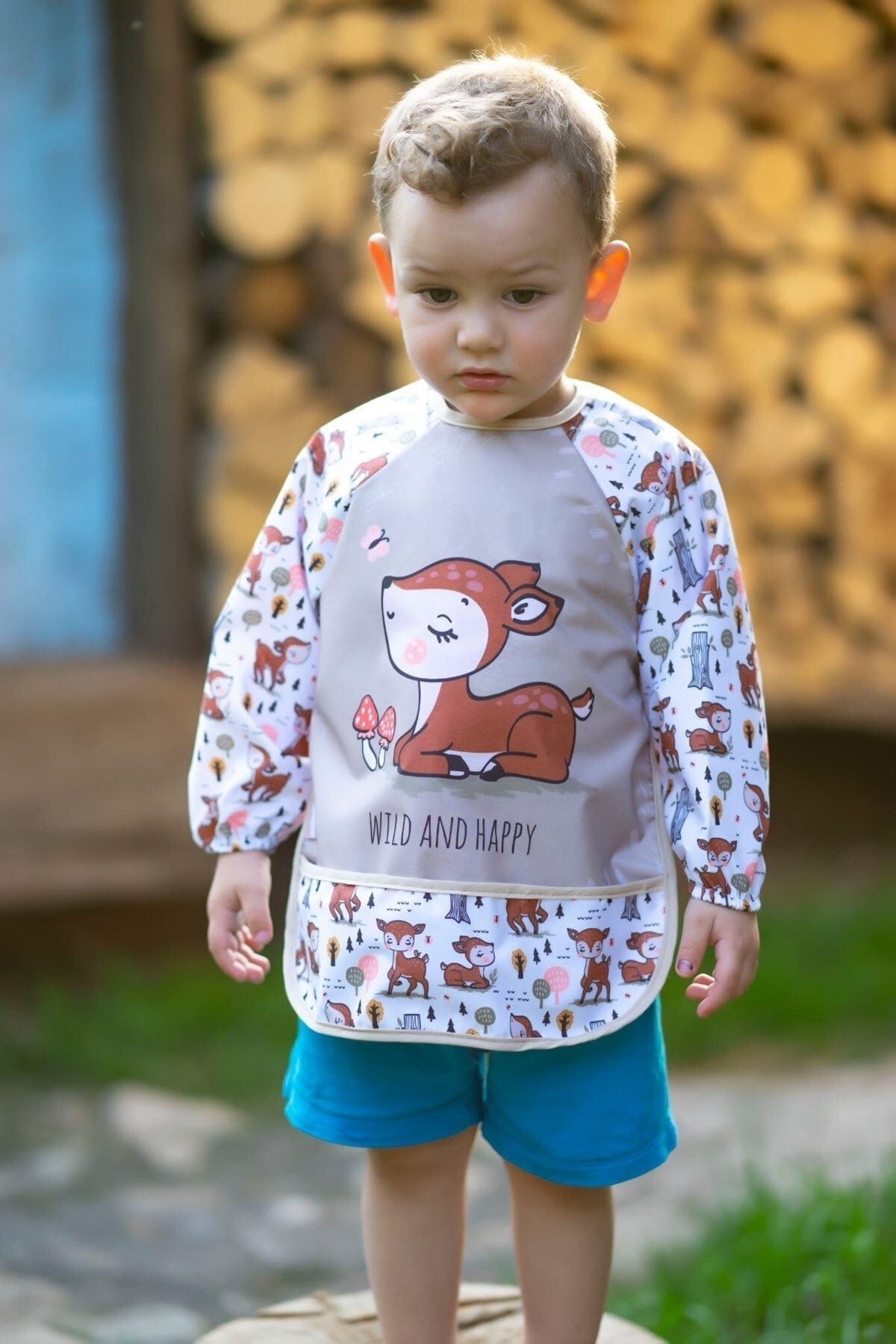 dubi baby 3 Adet Sıvı Geçirmez Ceylan Geyik Zürafa Desen Bebek Mama Önlüğü 0-3 Yaş fotoğrafı 4 (önizleme)