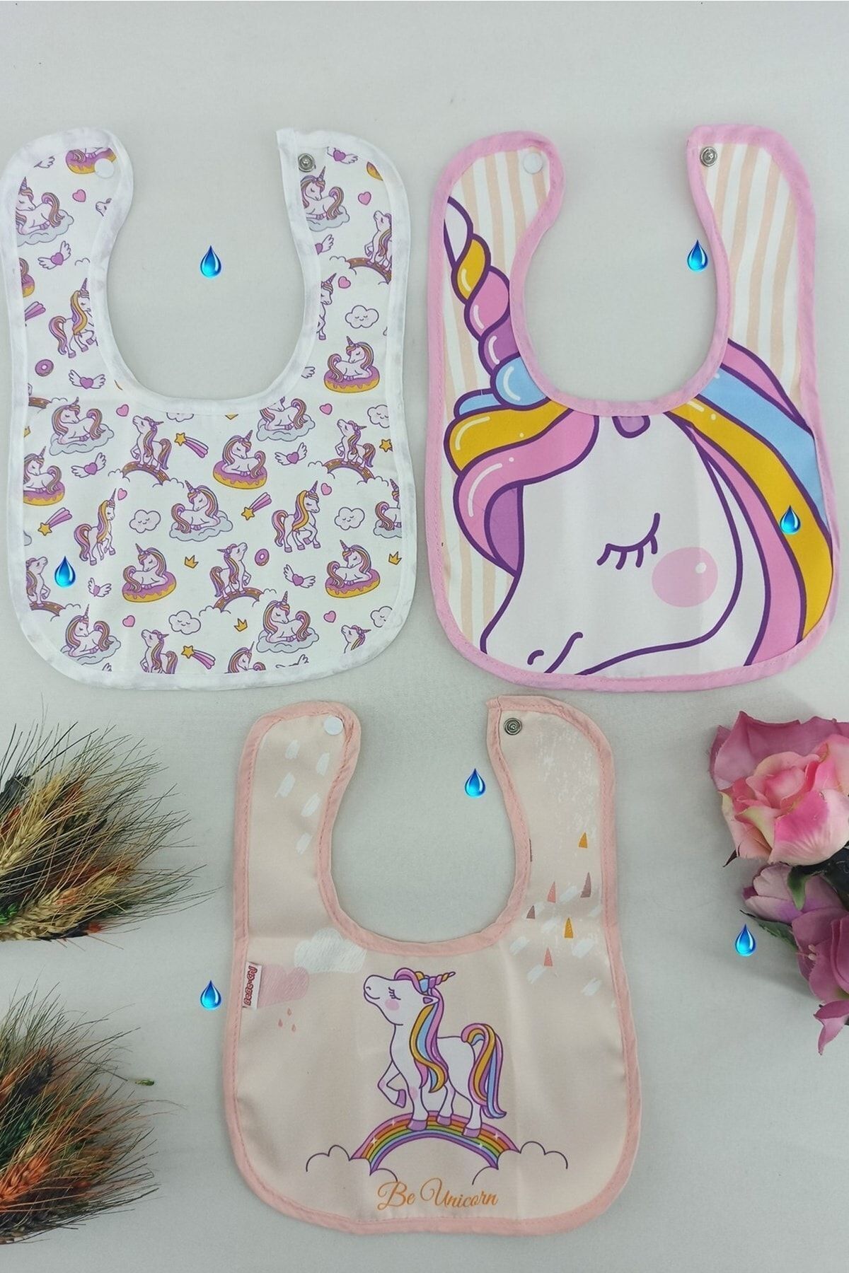 dubi baby 3 Adet Unicor Desen Bebek Mama Önlüğü 6-24 Ay fotoğrafı 2 (önizleme)