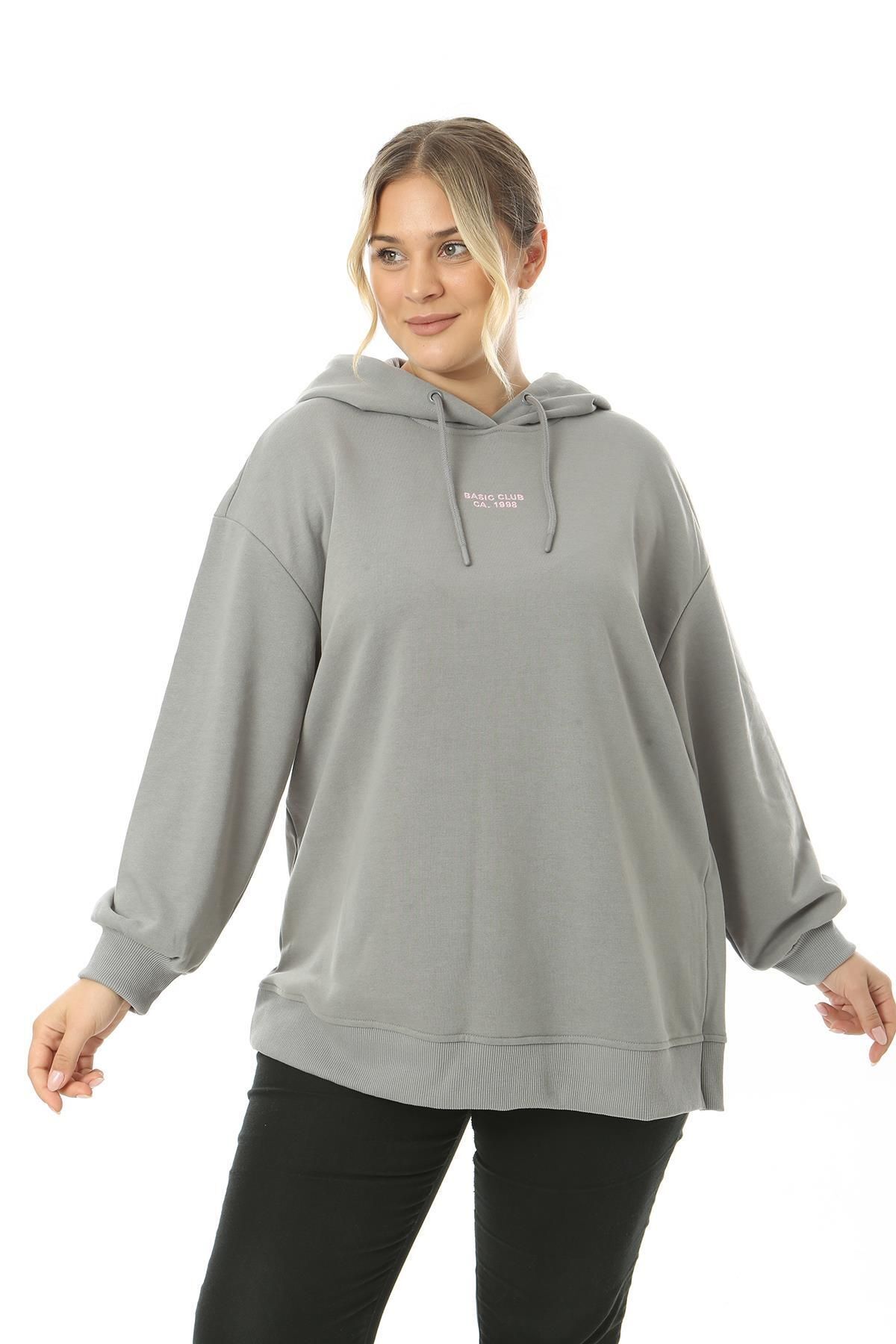 ESPİNA Hanorac Cu Glugă Cu 3 Fire De Mărime Mare, Cu Fermoar Lateral Femeie - 3XL