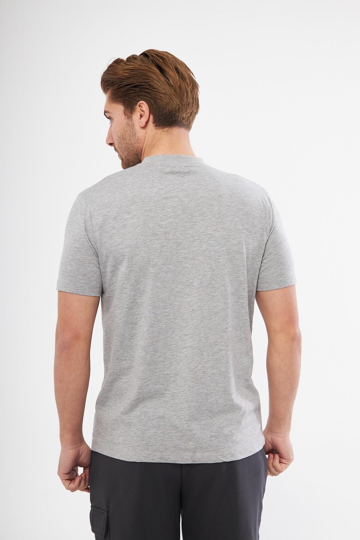 ESPİNA-Tricou de bază din bumbac imprimat cu logo și gât pentru bărbați 7