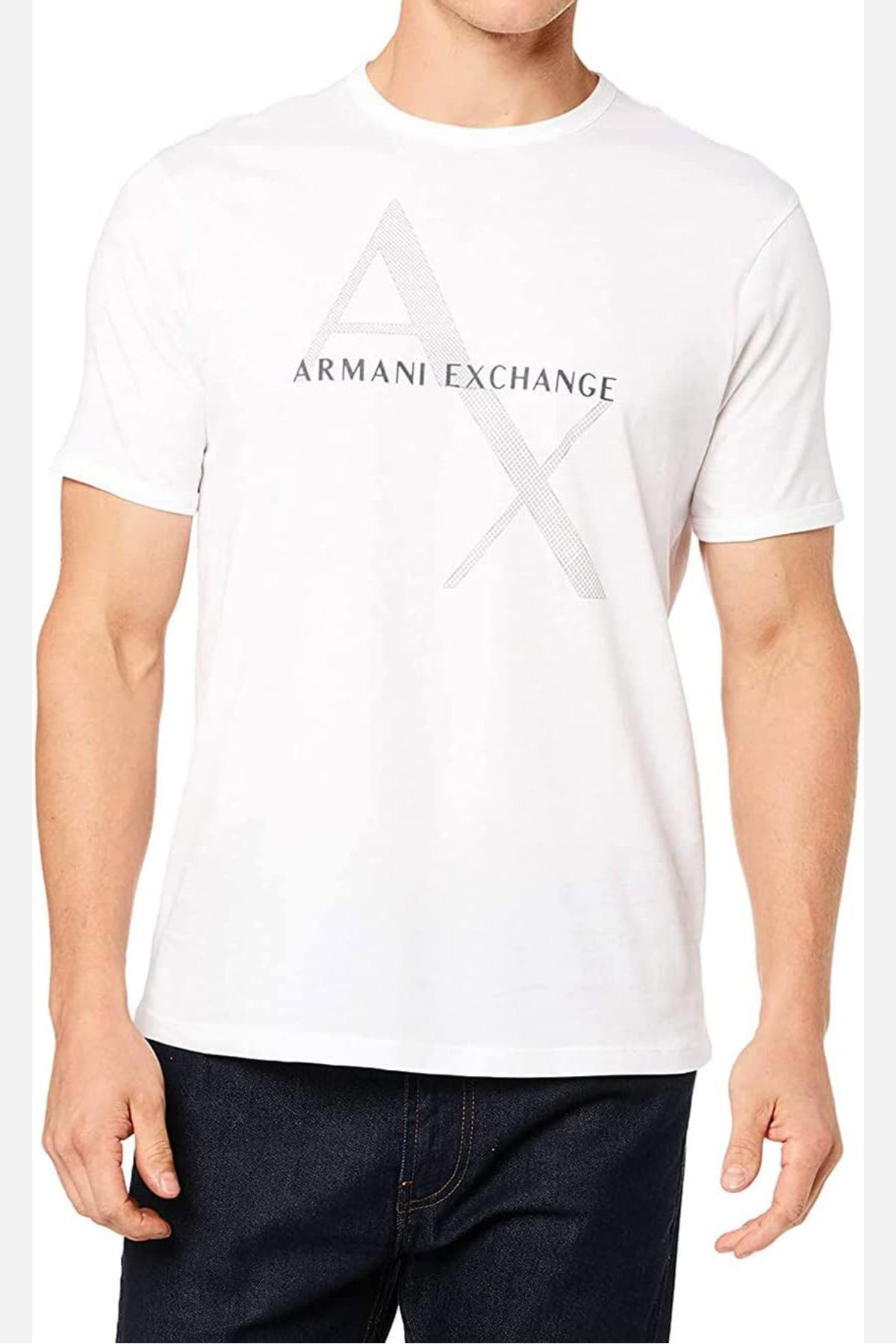 تی شرت سفید مردانه یقه دوچرخه t shirt Armani Exchange