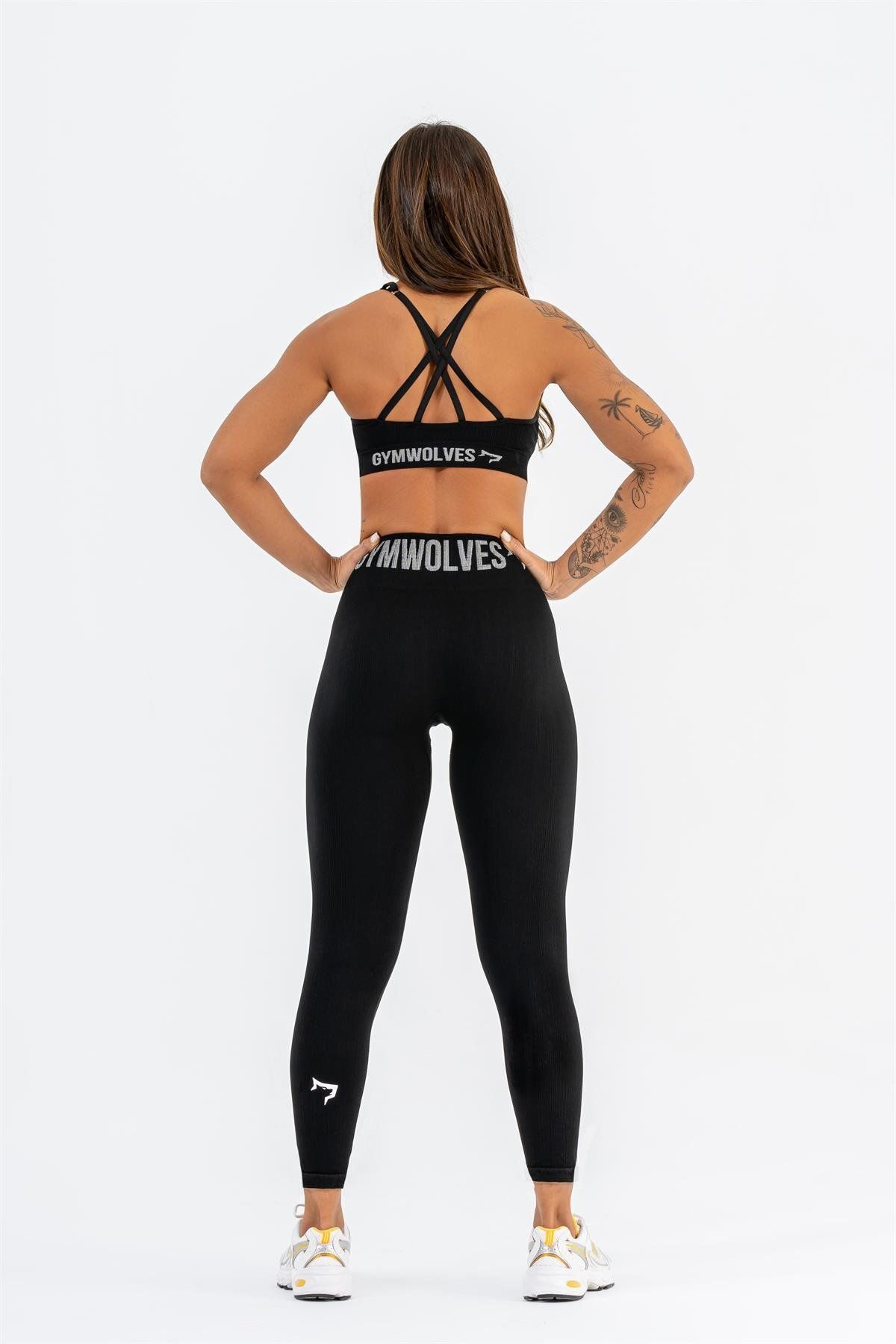 Gymwolves-Seamless Sports Tights | Black | Seamles Leggings | Thin Twill | 6
