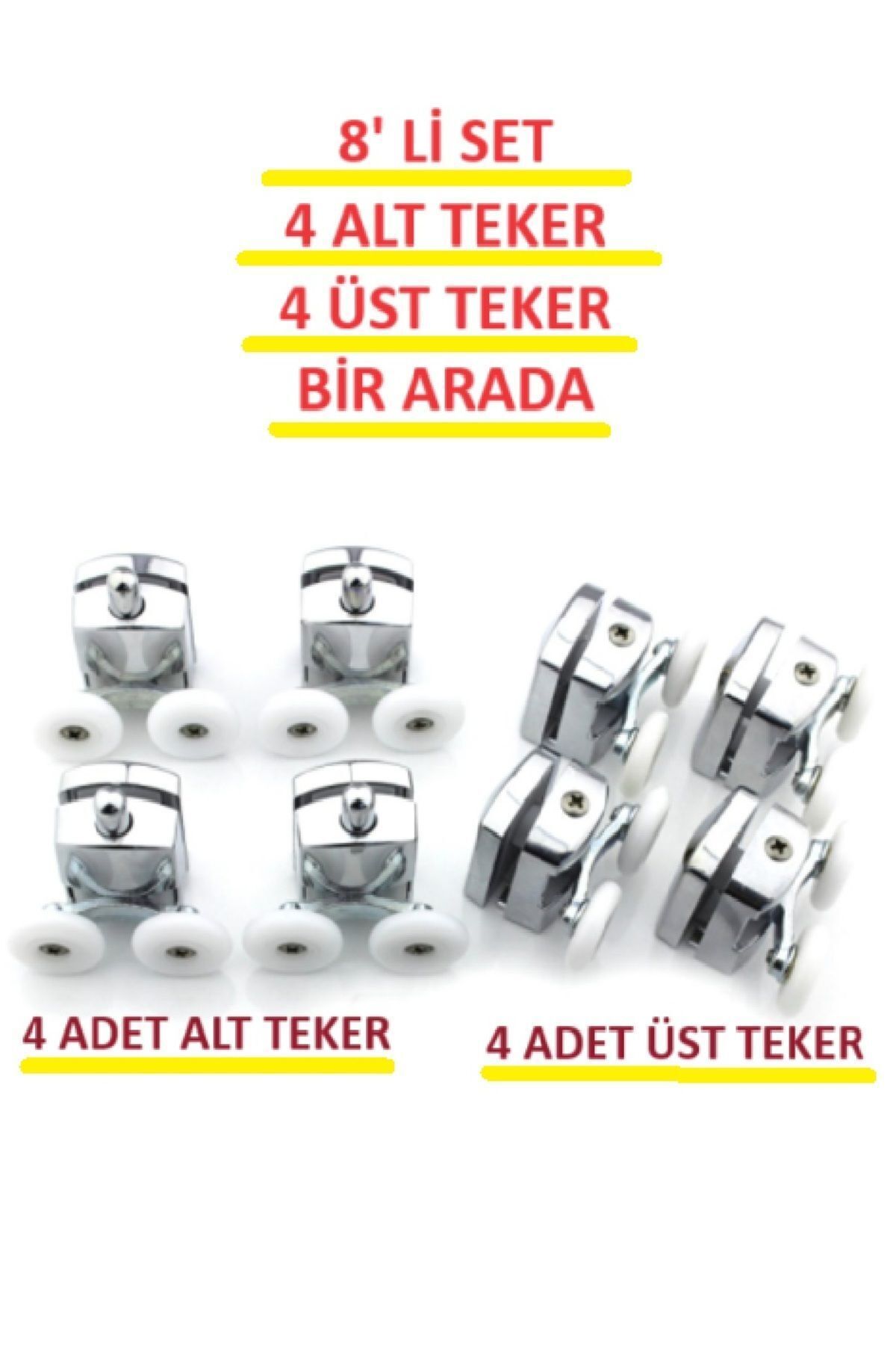 Speed Out 8’li Set Teker Duşakabin Tekerleği Rulman Makara 24 mm Krom ...