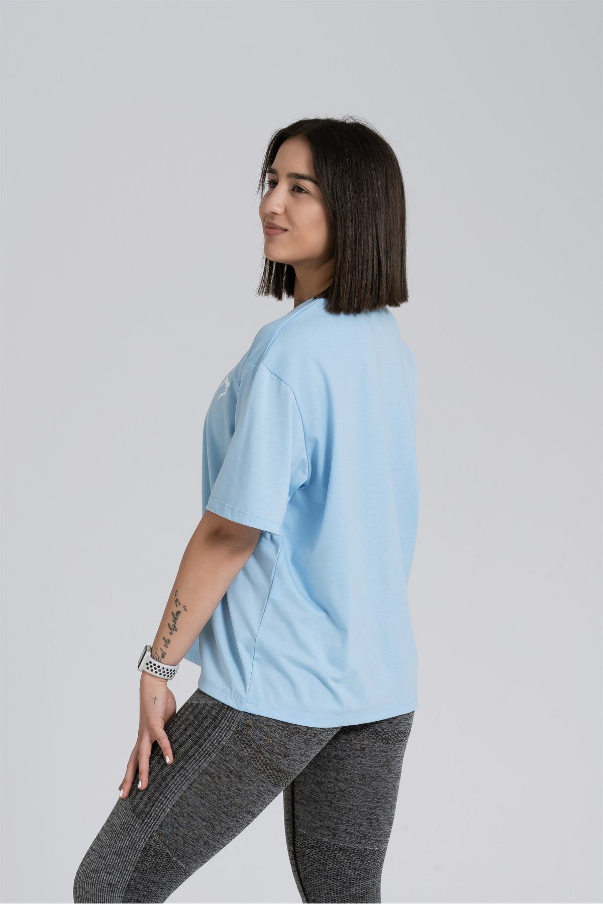 Gymwolves-Übergroßes Damen-T-Shirt | Hellblau | Baumwollserie | 4