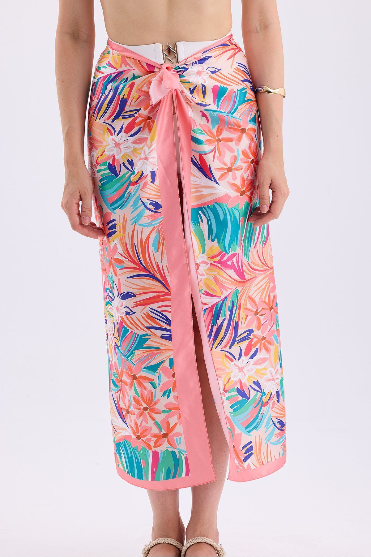 Women Beach Wear Hijab Pareo Long No Shirt Shiny Soft Fabric (150CM * 95cm)