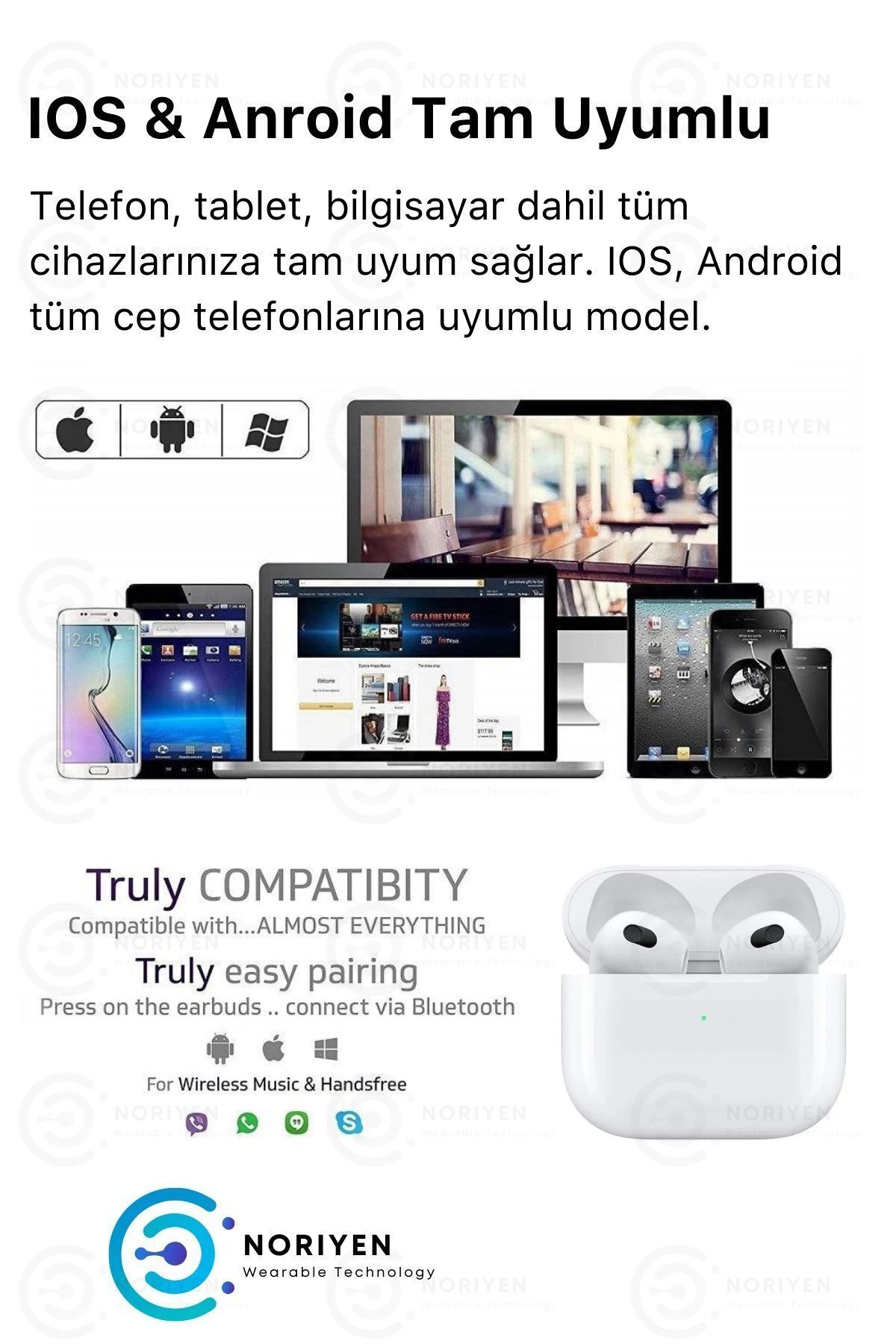 3. Nesil Ios Android Uyumlu Bluetooth Kulaklık Premium Özel Seri Kulak Içi Kablosuz Kulaklık