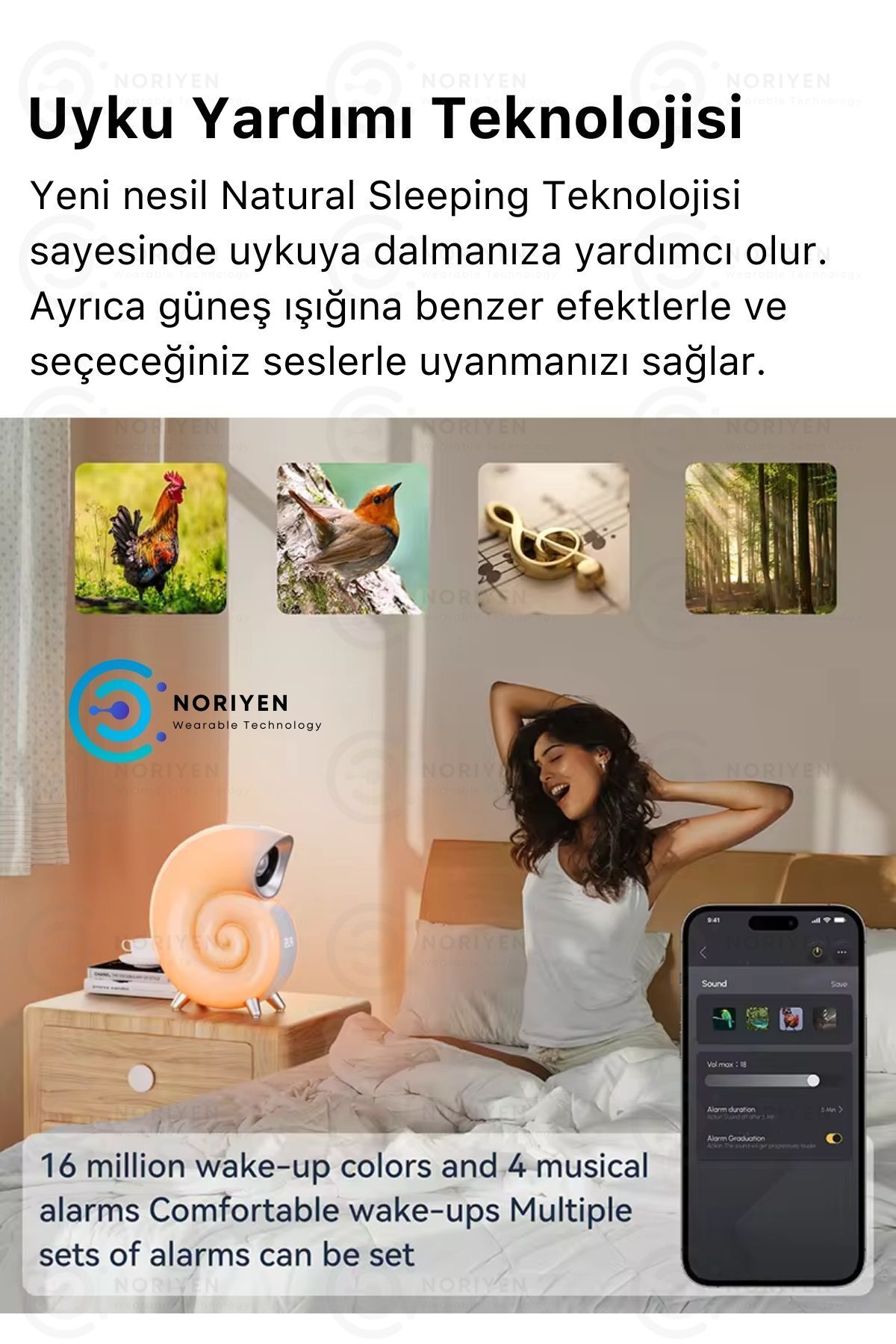 Perfect Ambiance 256 RGB LED Işıklı Akıllı Gece Lambası Salyangoz Kablosuz Şarj Bluetooth Hoparlör