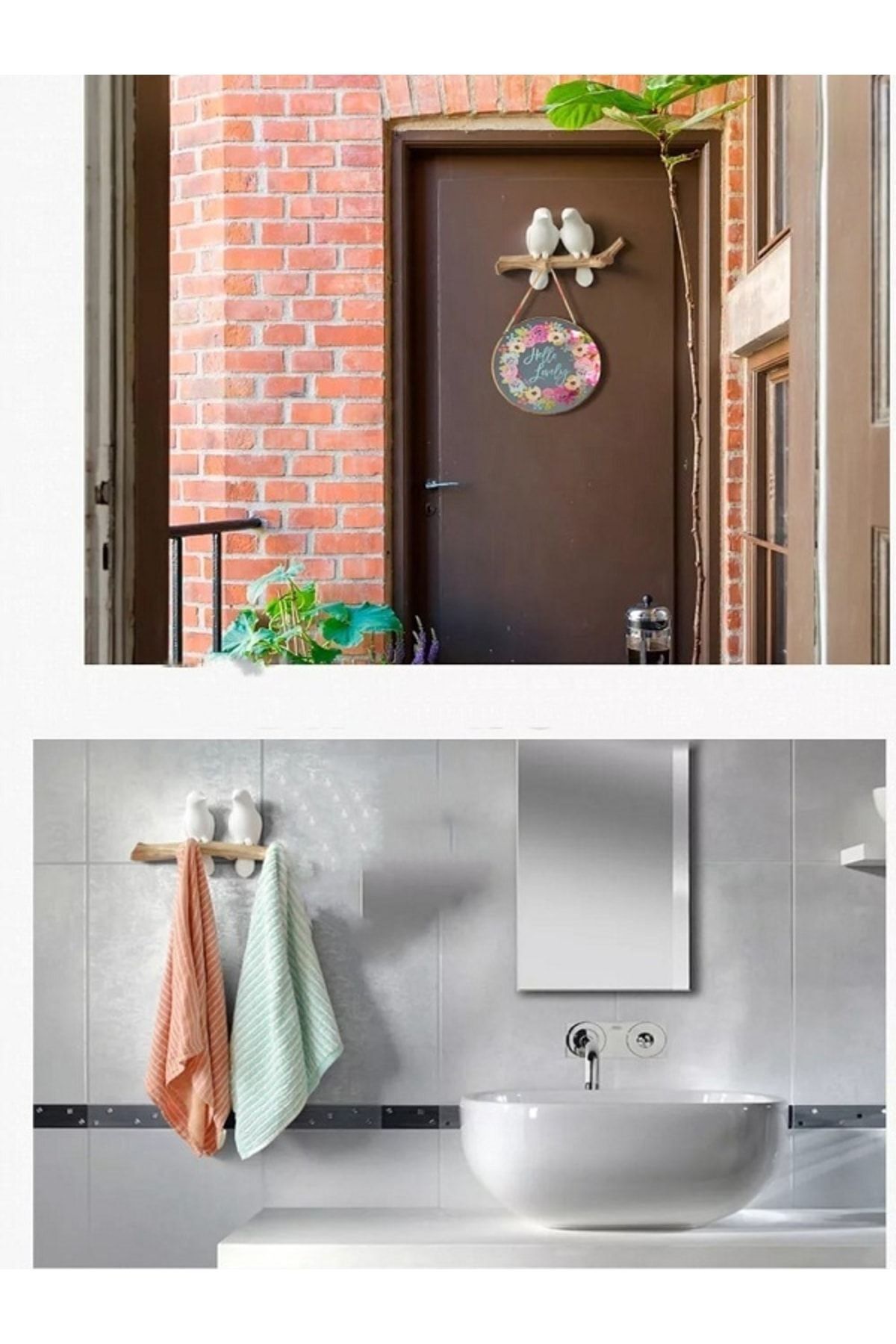 2'li Kuş Duvar Askılık Süsü Dekoratif Duvar Süsü Modern Duvar Süsü