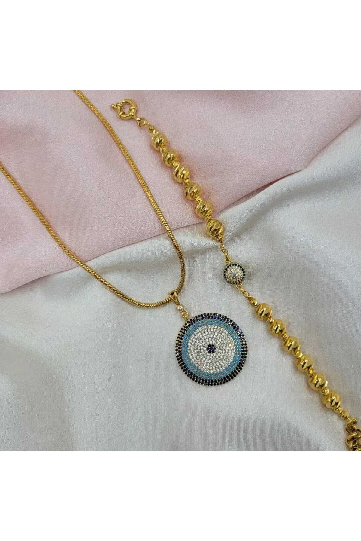 IŞILDAGOLD NAZAR BONCUK KOLYE BİLEKLİK SET