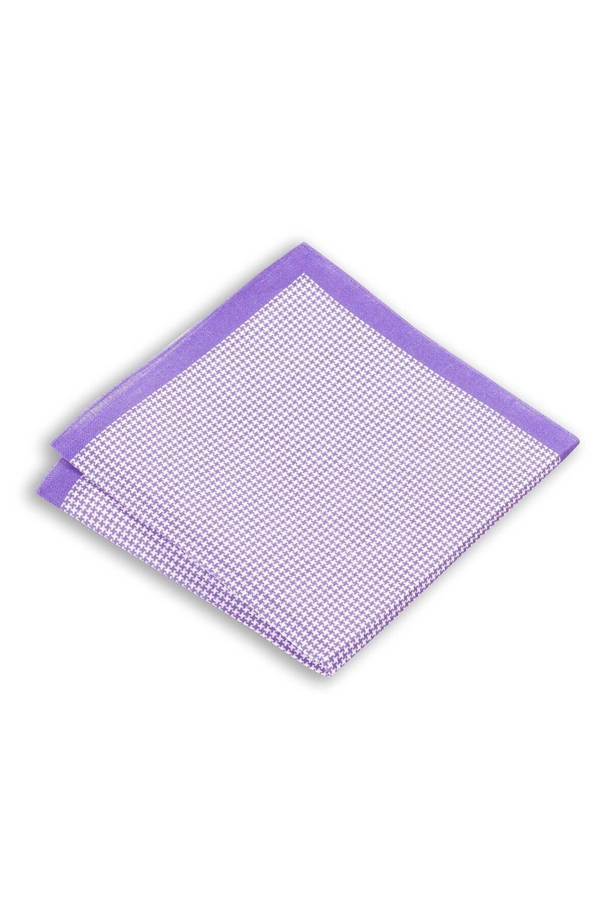  پوشت جیبی کتانی یاسی رنگ با طرح دندان شکاری، ابعاد ۳۳x۳۳ سانتی‌متر