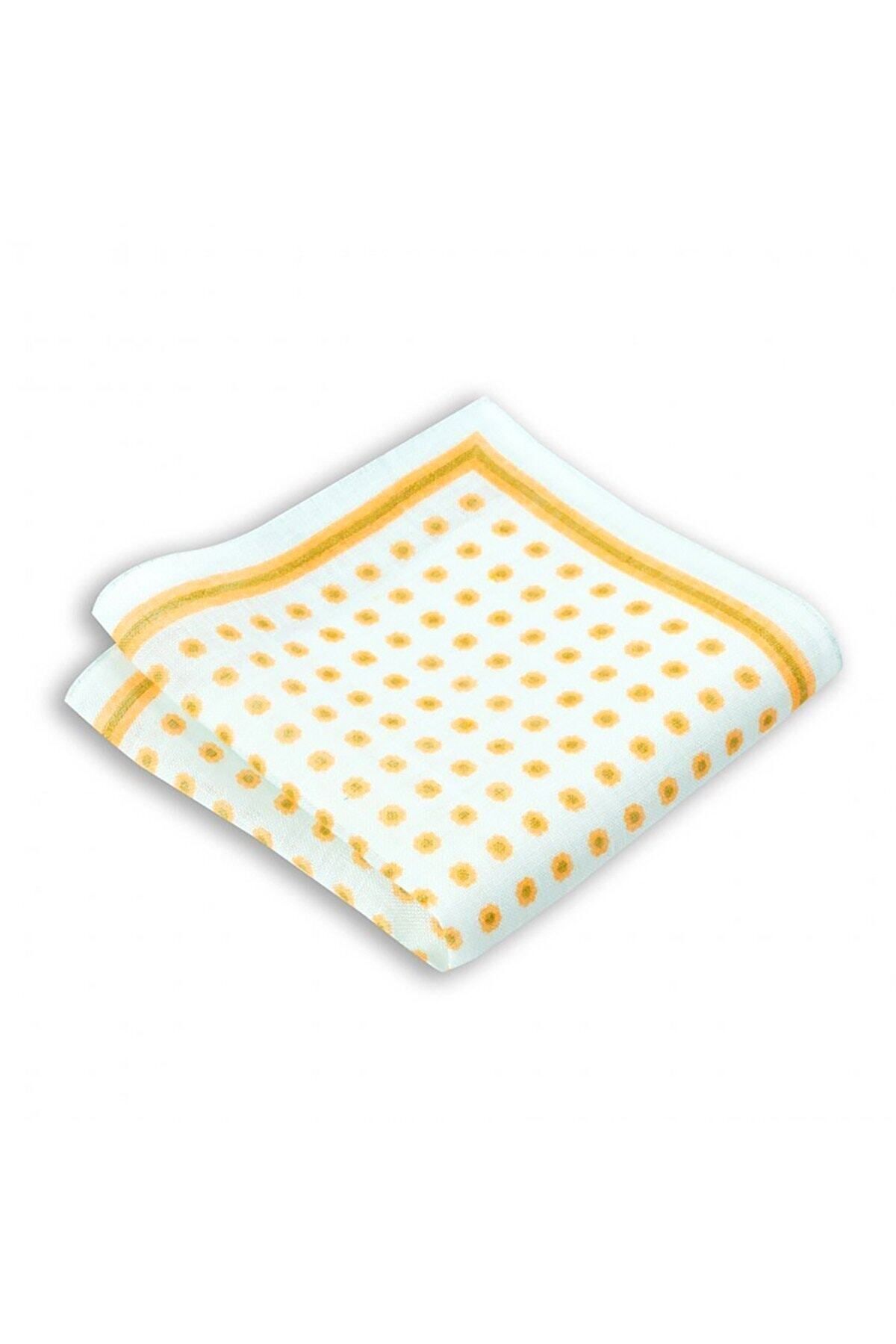  پوشت جیبی کتان طرح‌دار نارنجی، ابعاد ۳۳x۳۳ سانتی‌متر