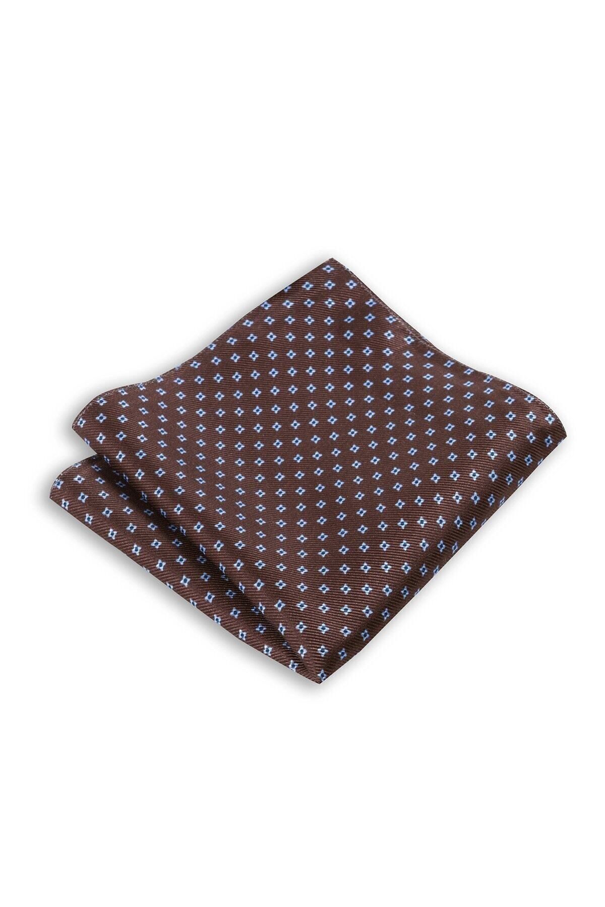  پوشت جیبی ابریشمی طرح‌دار قهوه‌ای، ابعاد ۳۳x۳۳ سانتی‌متر